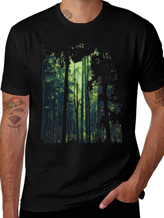 Nature Forest Graphic Tee - Mens Black T-Shirt
