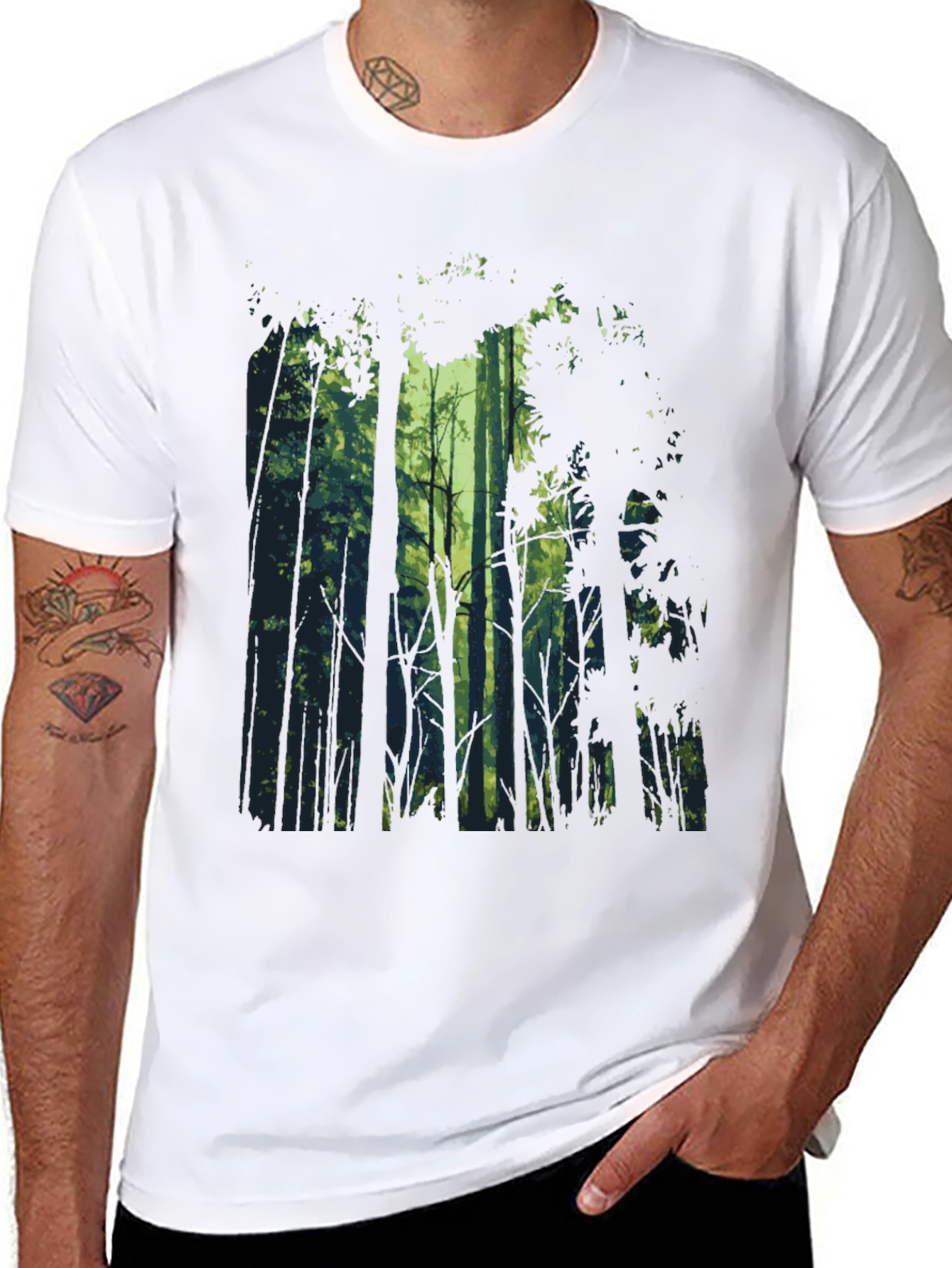Nature Forest Graphic Tee - Mens Black T-Shirt