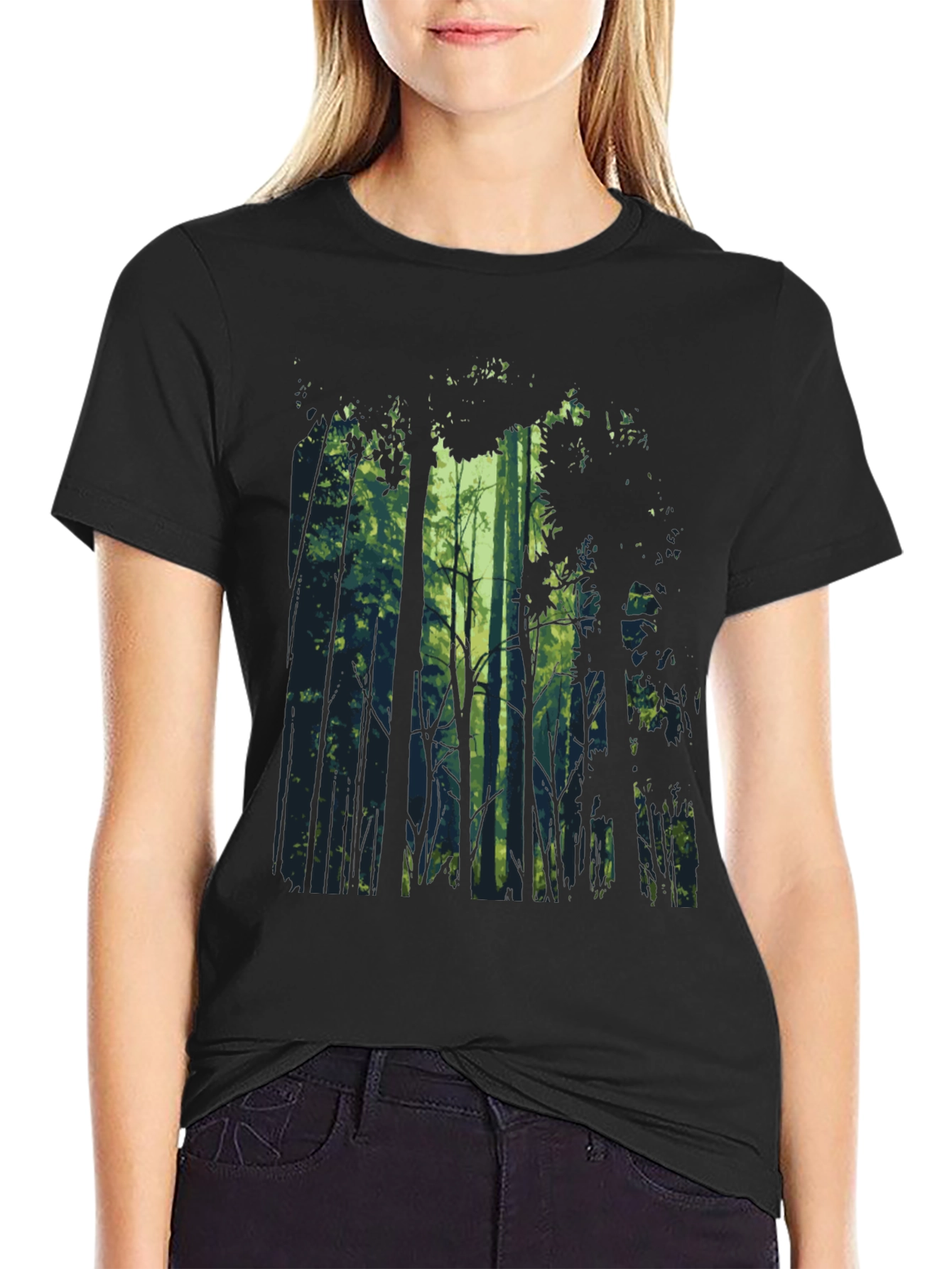 Nature Forest Graphic Tee - Mens Black T-Shirt
