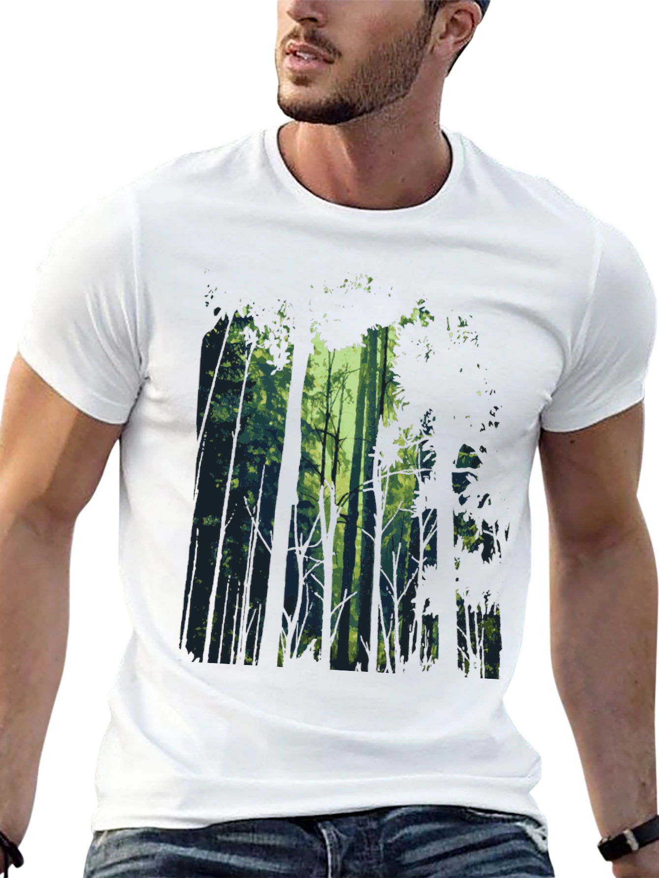 Nature Forest Graphic Tee - Mens Black T-Shirt