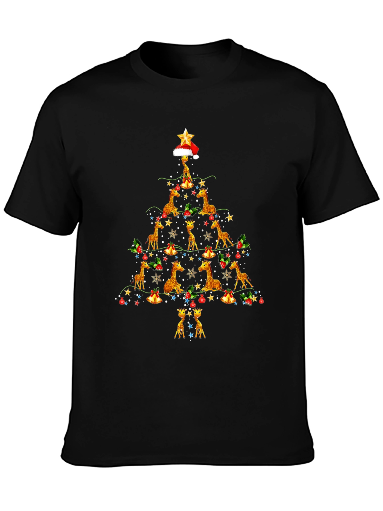 Giraffe Christmas Tree T-Shirt - Festive Holiday Apparel