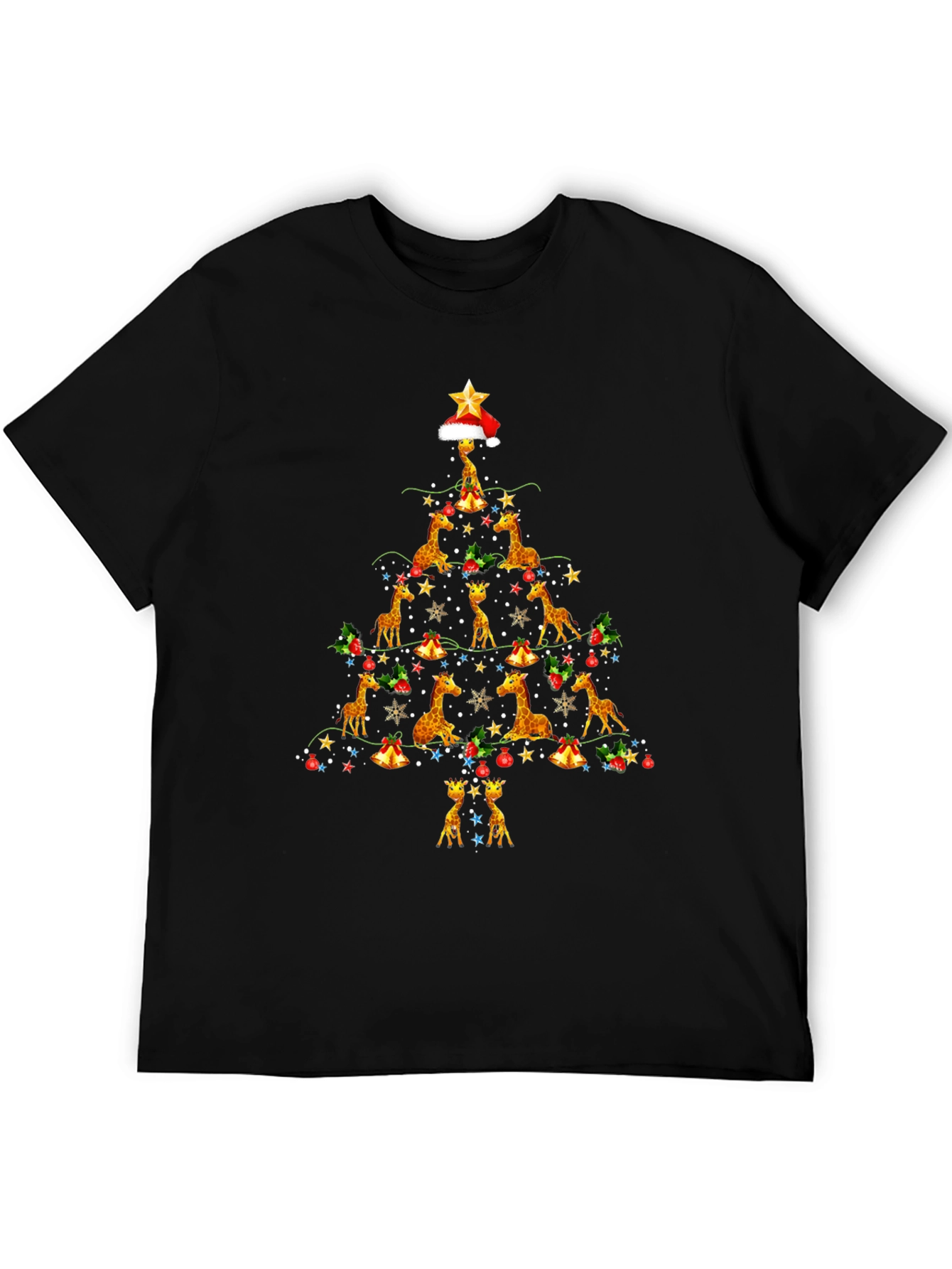 Giraffe Christmas Tree T-Shirt - Festive Holiday Apparel