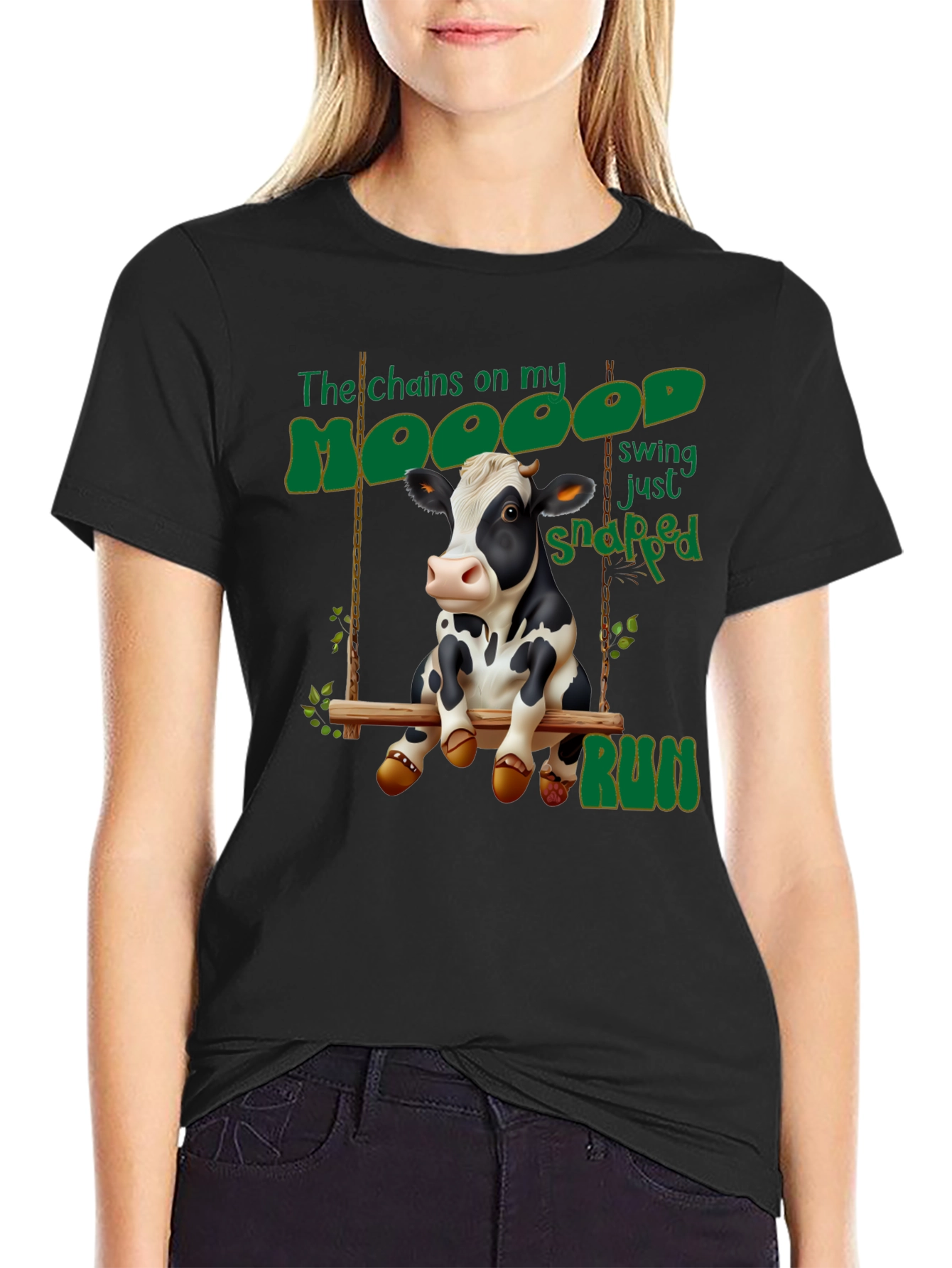 Moody Cow Swing T-Shirt - Humor Tee
