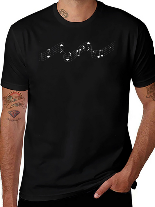 Musical Note Staff T-Shirt - Black Tee