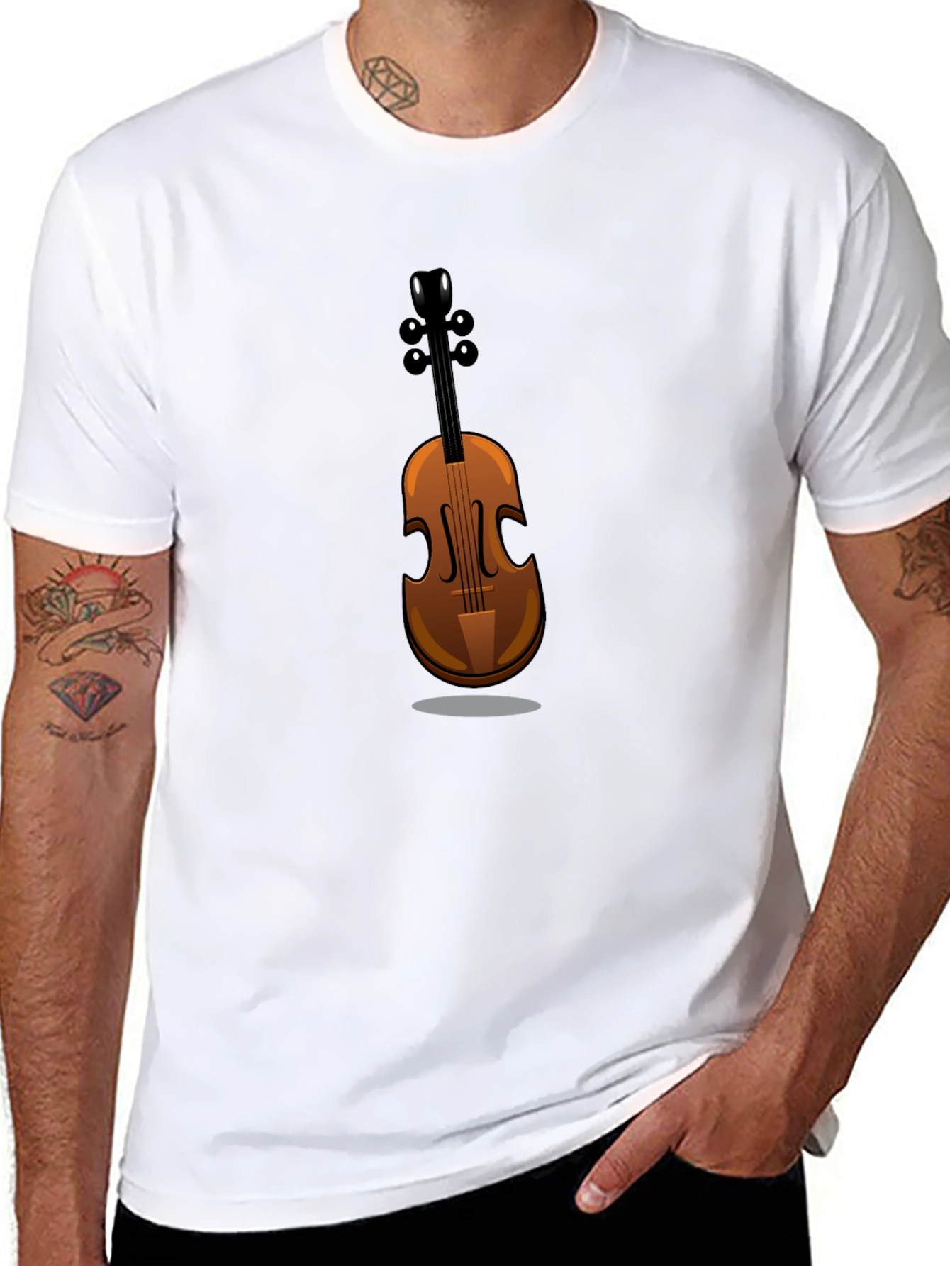 Musicians Black T-Shirt with Violin Graphic Tee
