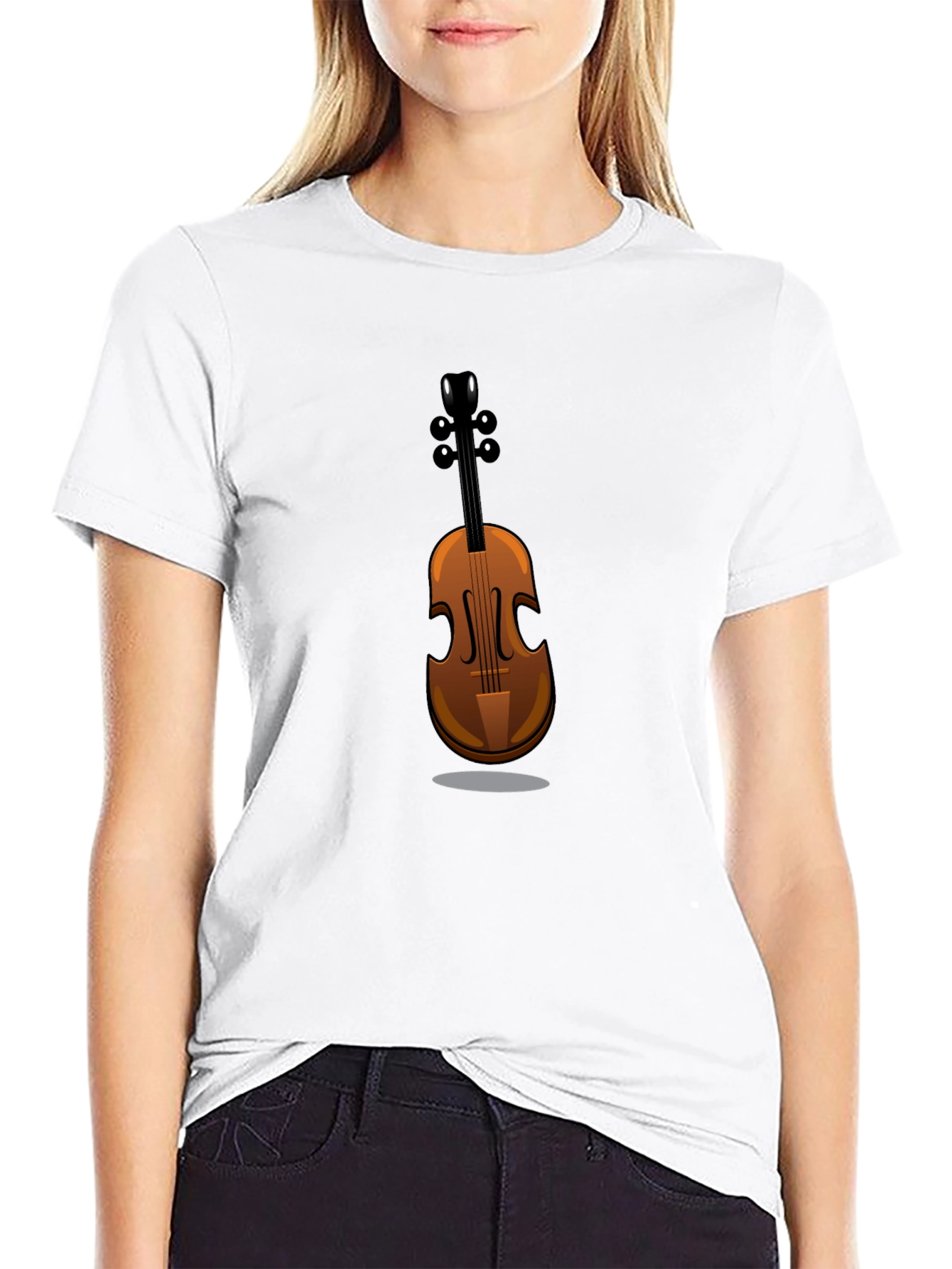 Musicians Black T-Shirt with Violin Graphic Tee