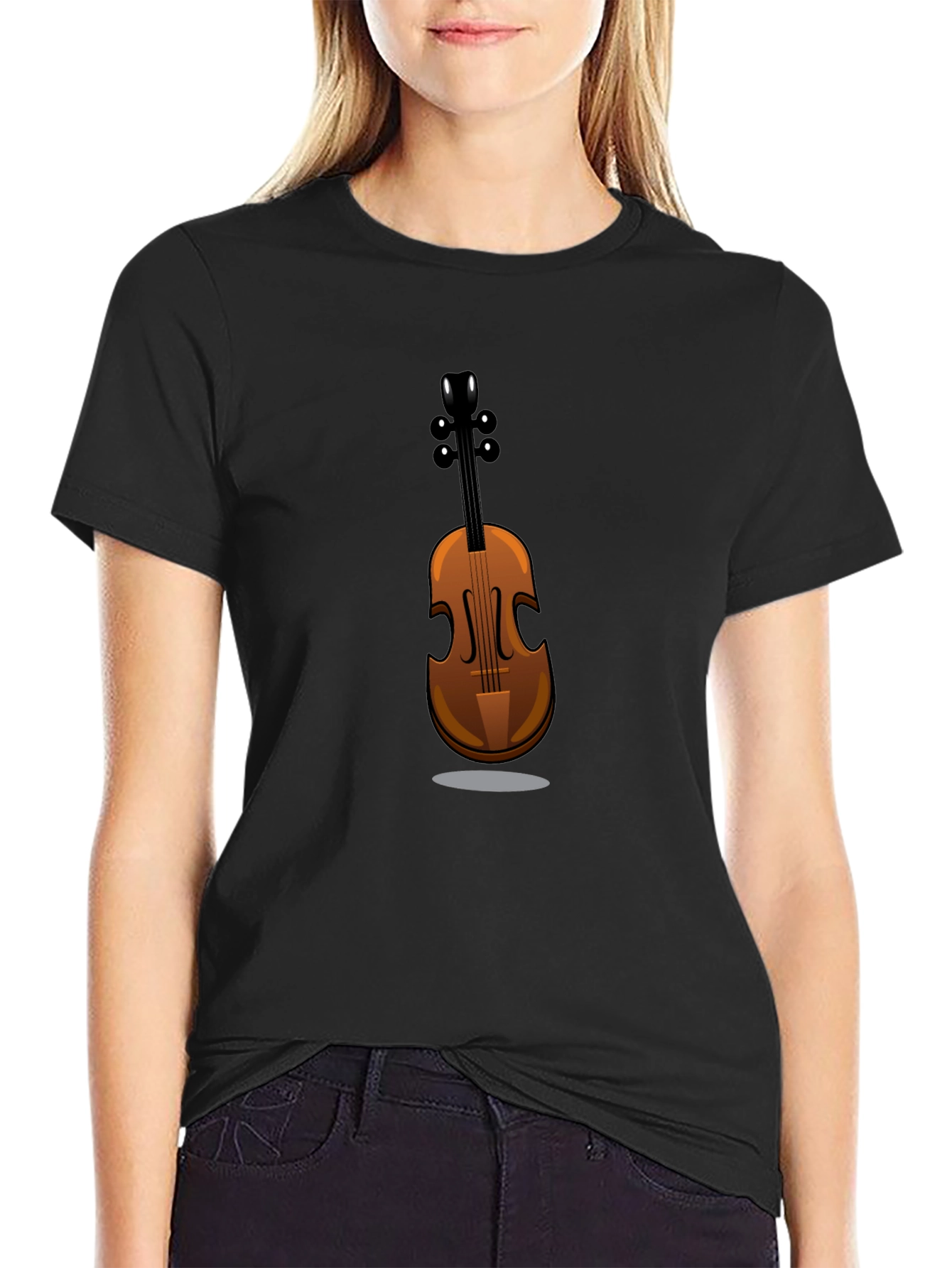 Musicians Black T-Shirt with Violin Graphic Tee
