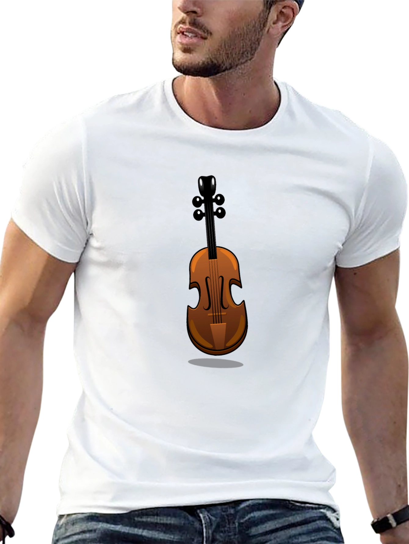 Musicians Black T-Shirt with Violin Graphic Tee