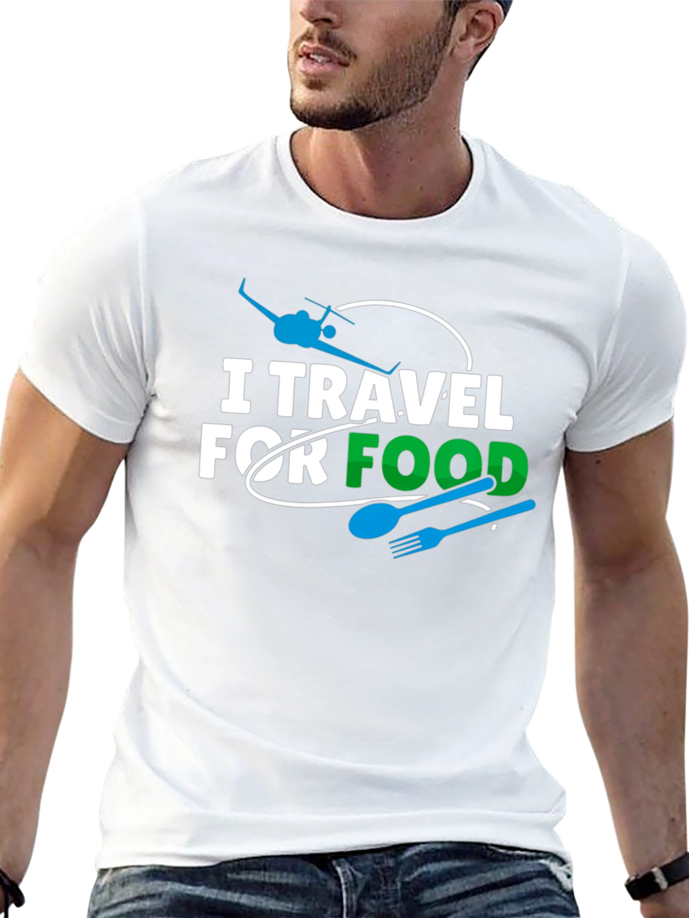 I Travel For Food Black Graphic Tee