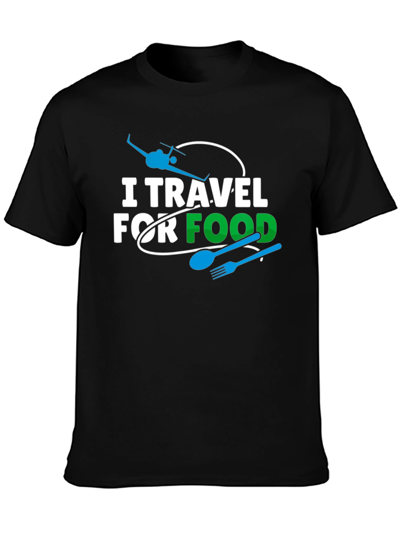 I Travel For Food Black Graphic Tee
