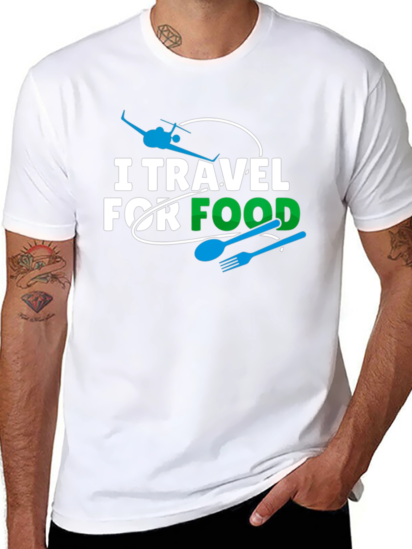 I Travel For Food Black Graphic Tee