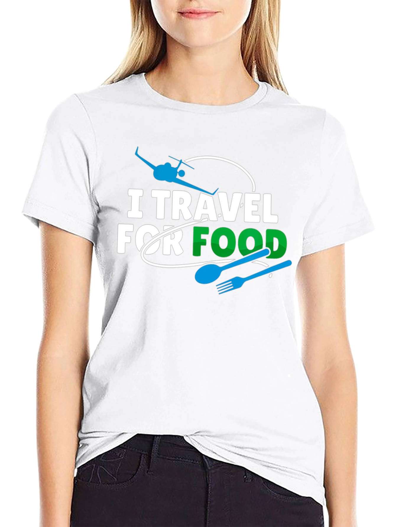 I Travel For Food Black Graphic Tee