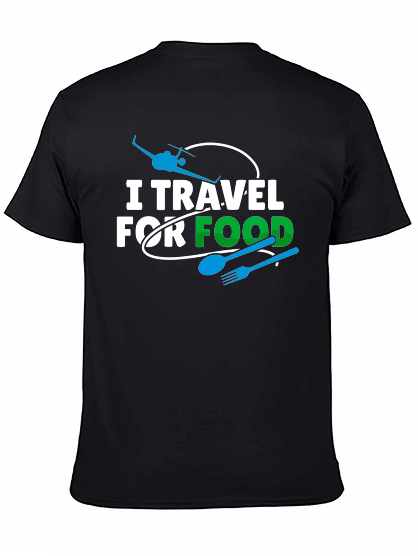 I Travel For Food Black Graphic Tee