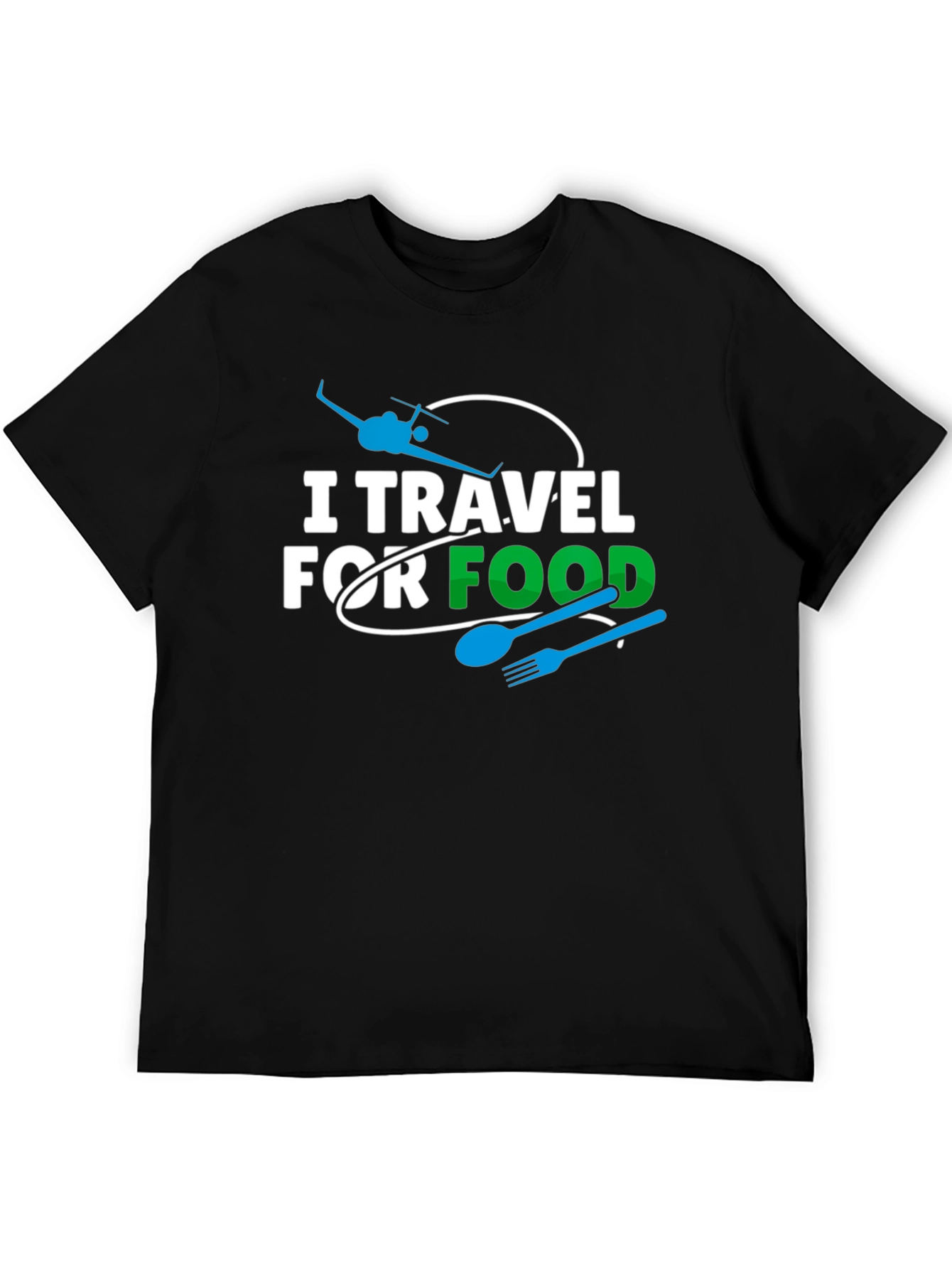 I Travel For Food Black Graphic Tee