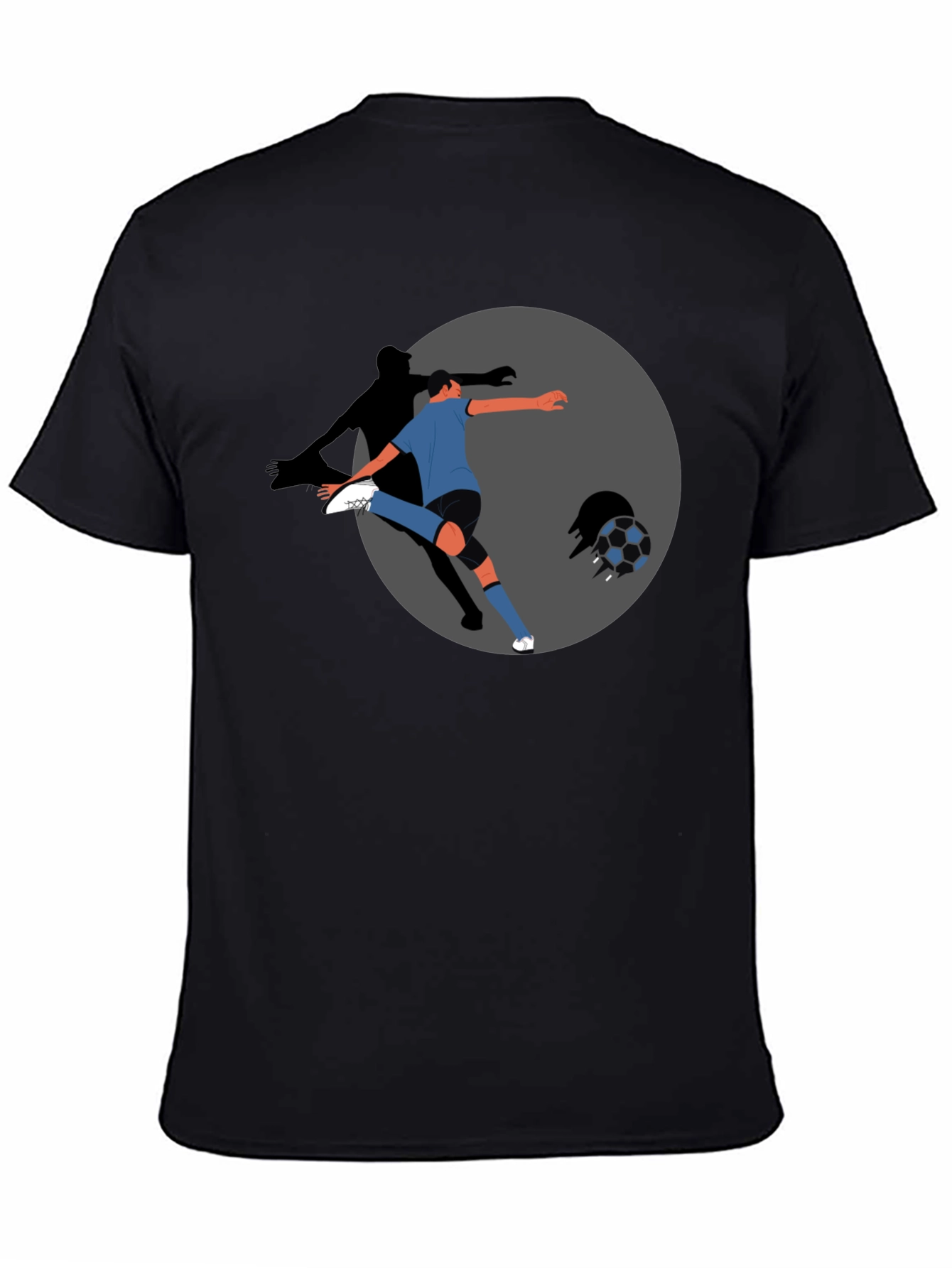 Soccer Player Graphic T-Shirt - Black