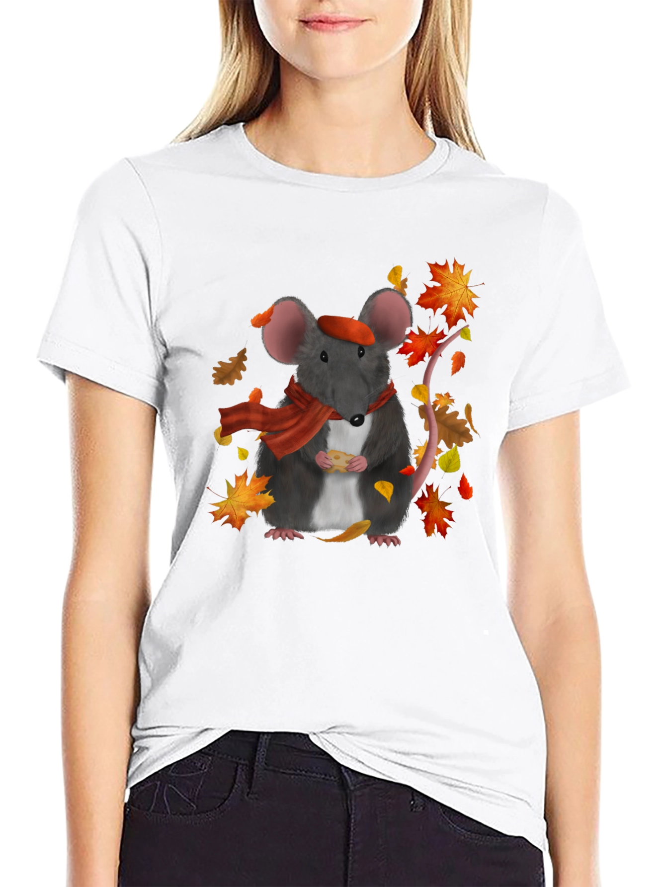 Autumn Mouse T-Shirt: Cheese Lover Edition