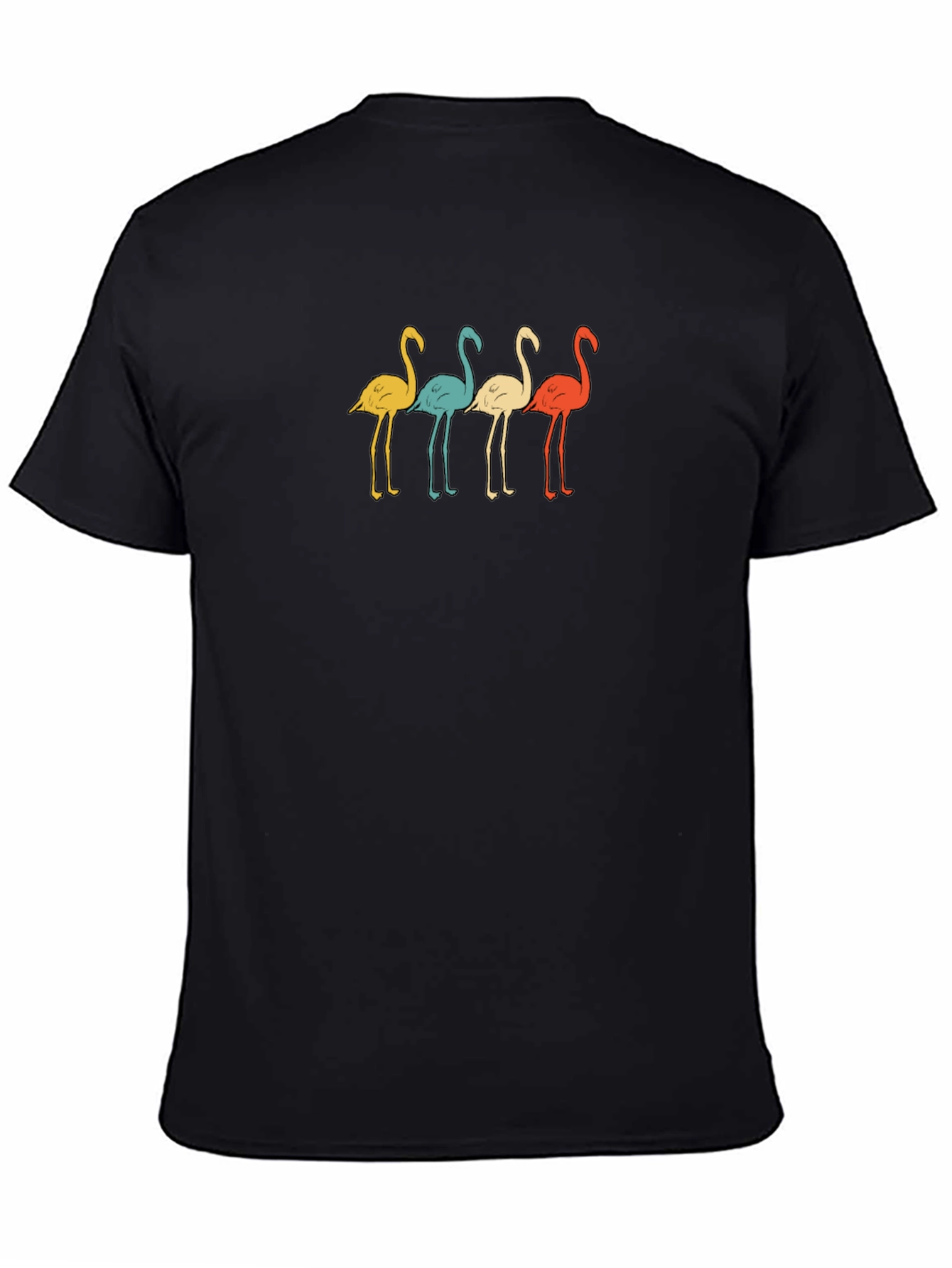 Retro Flamingo Graphic Black T-Shirt