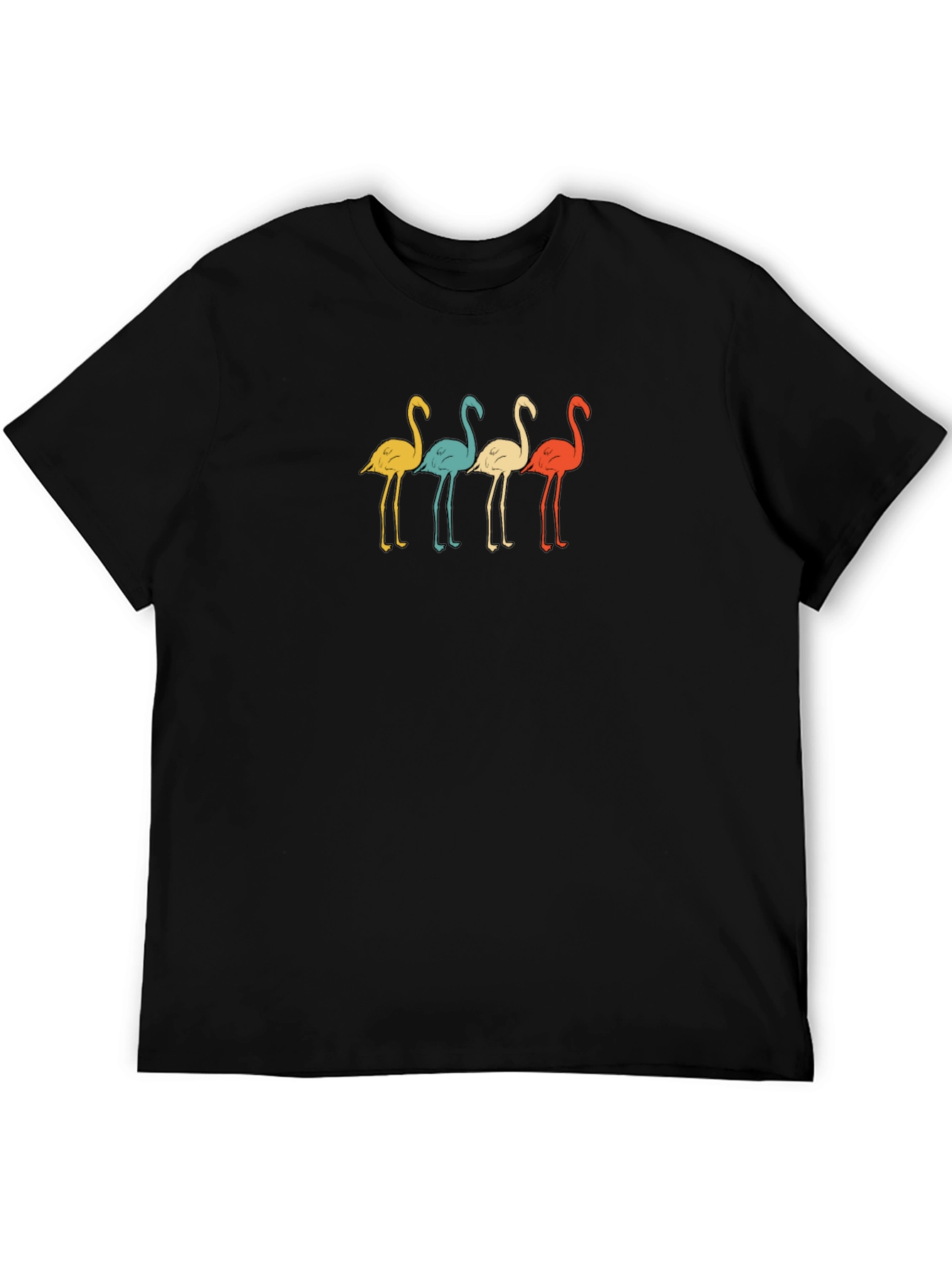 Retro Flamingo Graphic Black T-Shirt