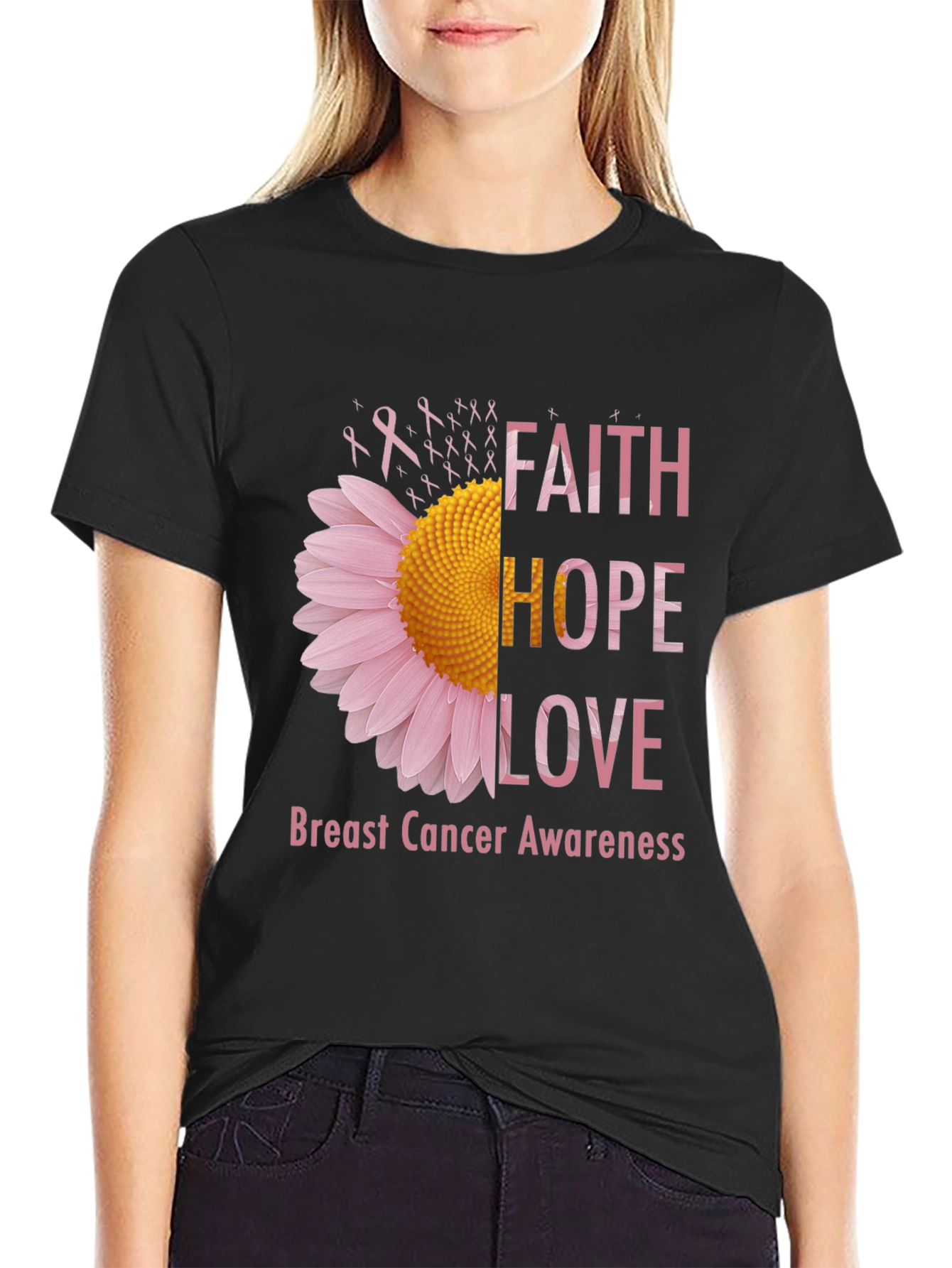 Faith Hope Love Breast Cancer Awareness T-Shirt
