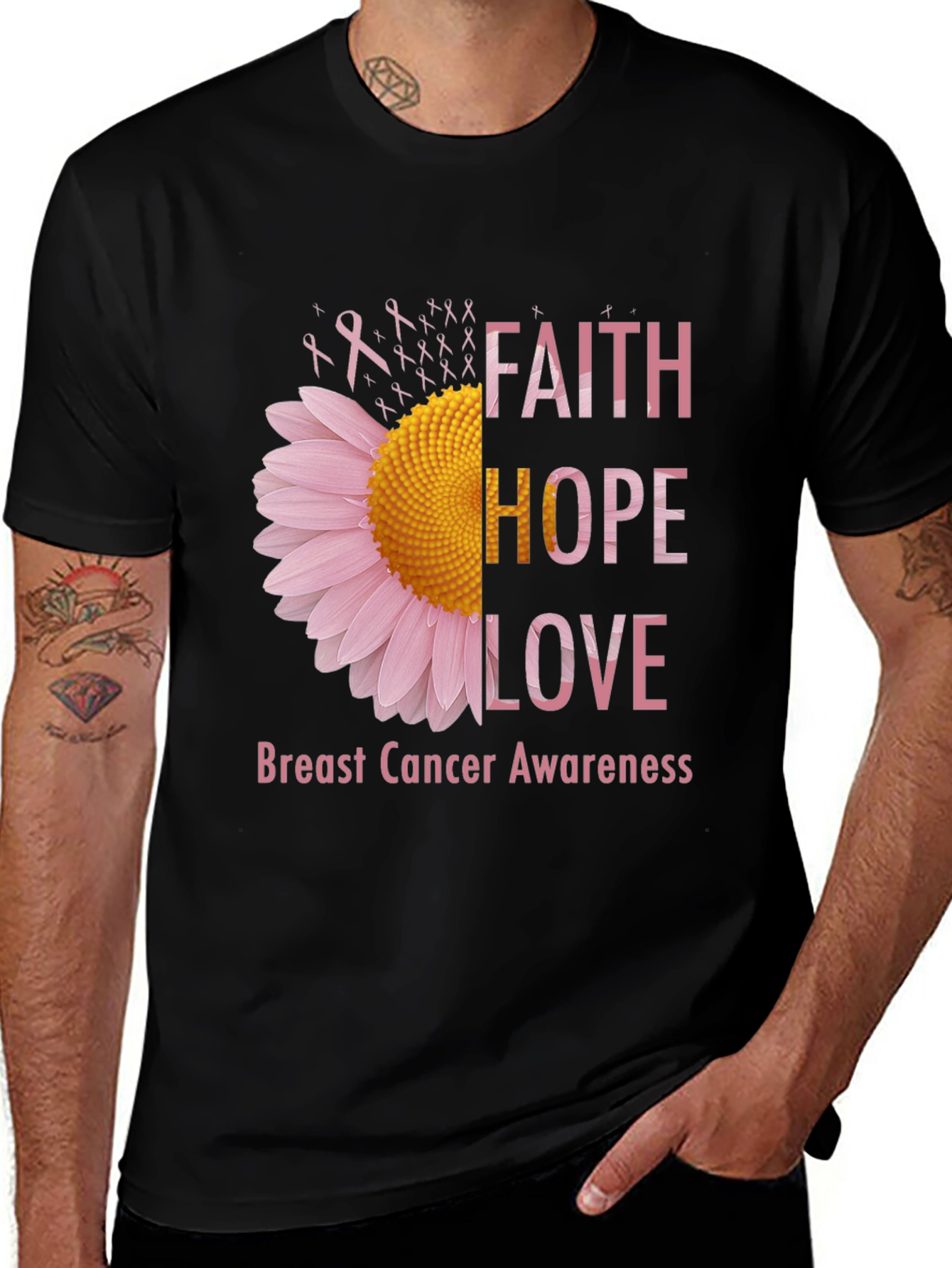 Faith Hope Love Breast Cancer Awareness T-Shirt