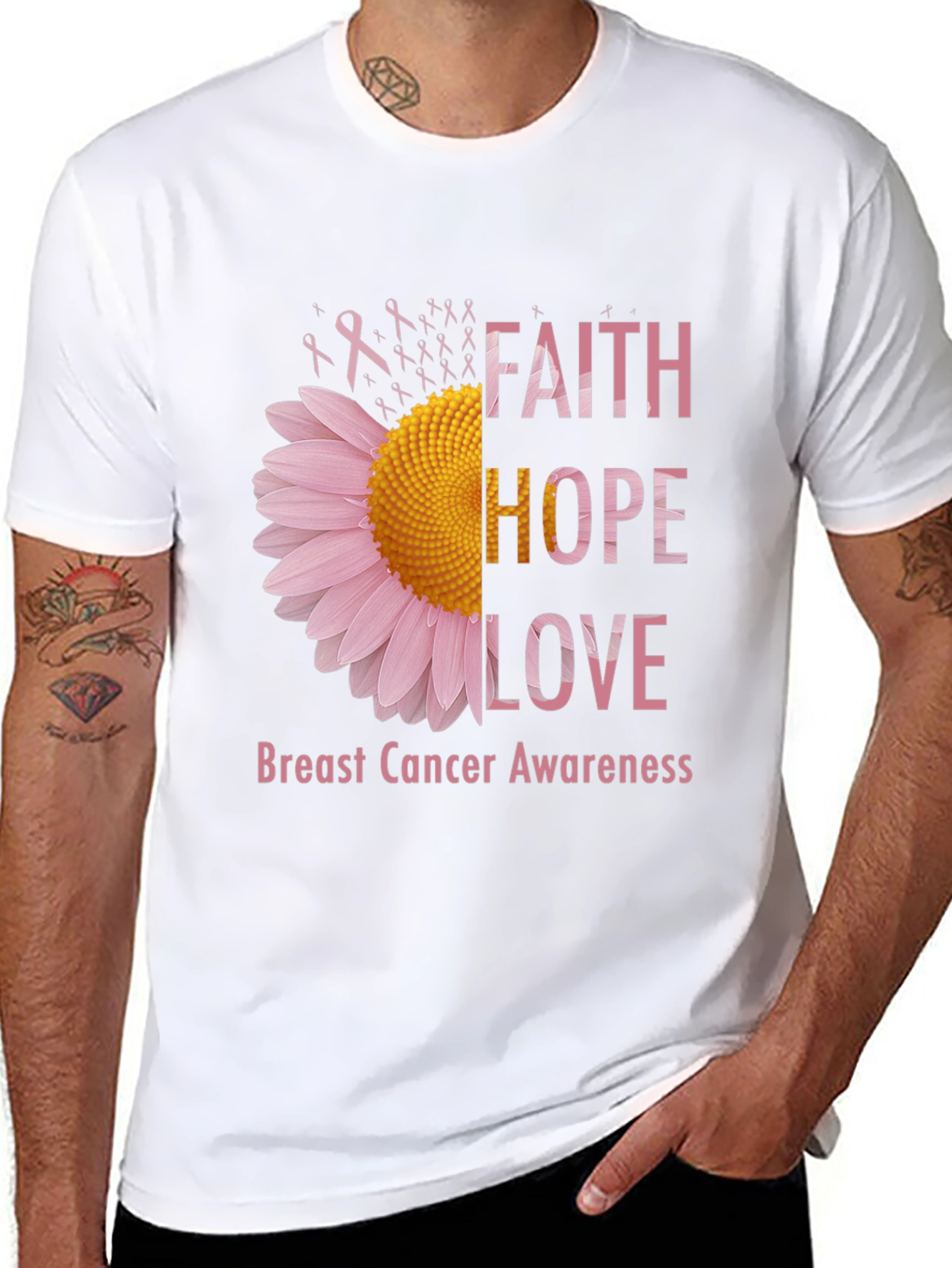 Faith Hope Love Breast Cancer Awareness T-Shirt