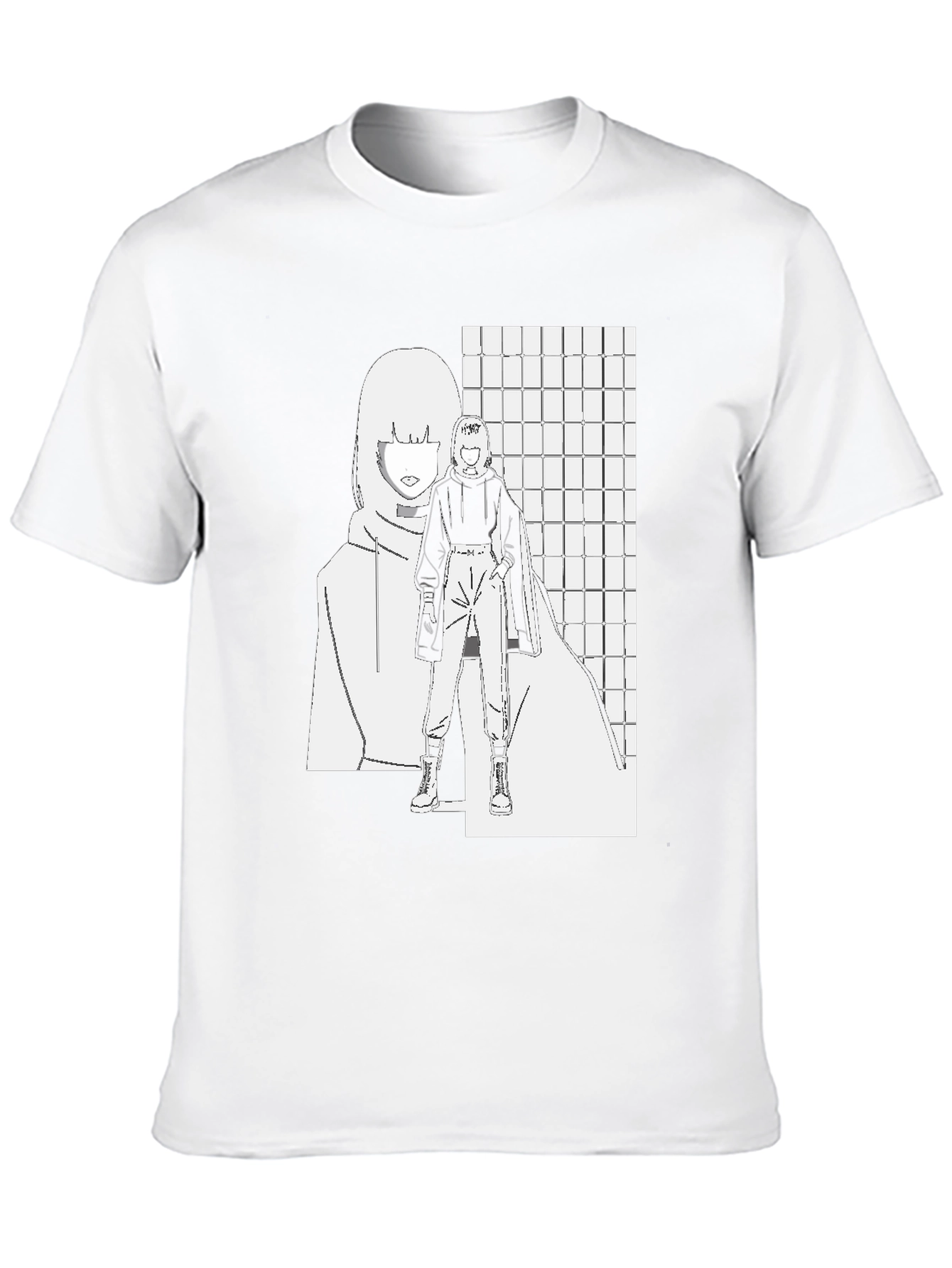 Anime Style Graphic Print Black T-Shirt