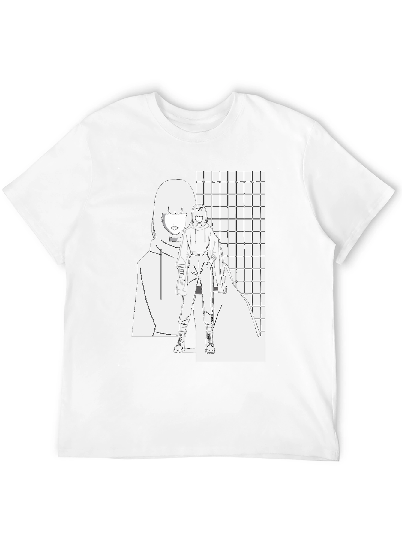 Anime Style Graphic Print Black T-Shirt