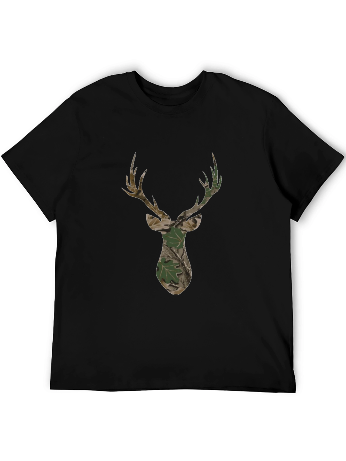 Mens Black Deer Camo Graphic T-Shirt