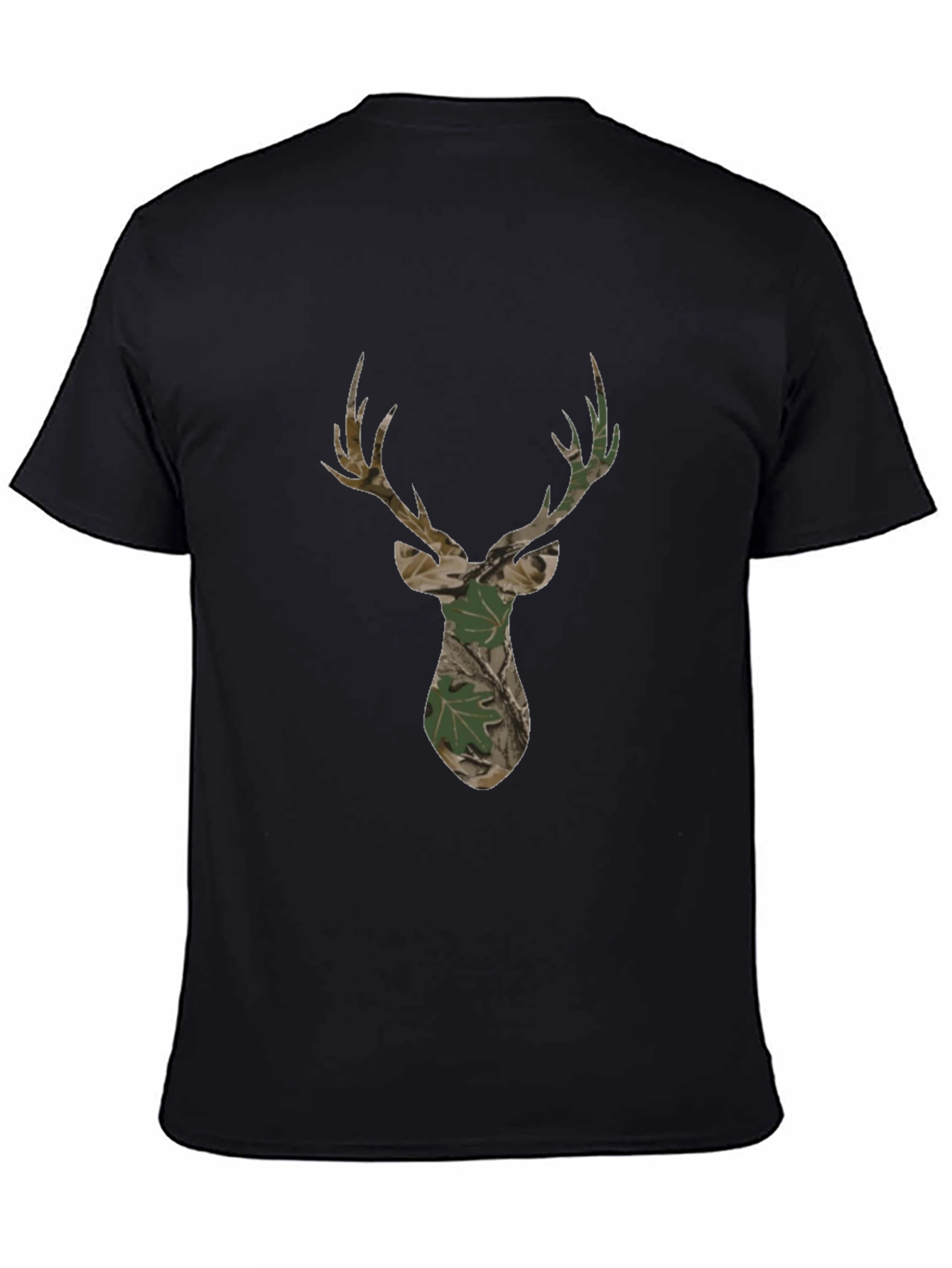 Mens Black Deer Camo Graphic T-Shirt
