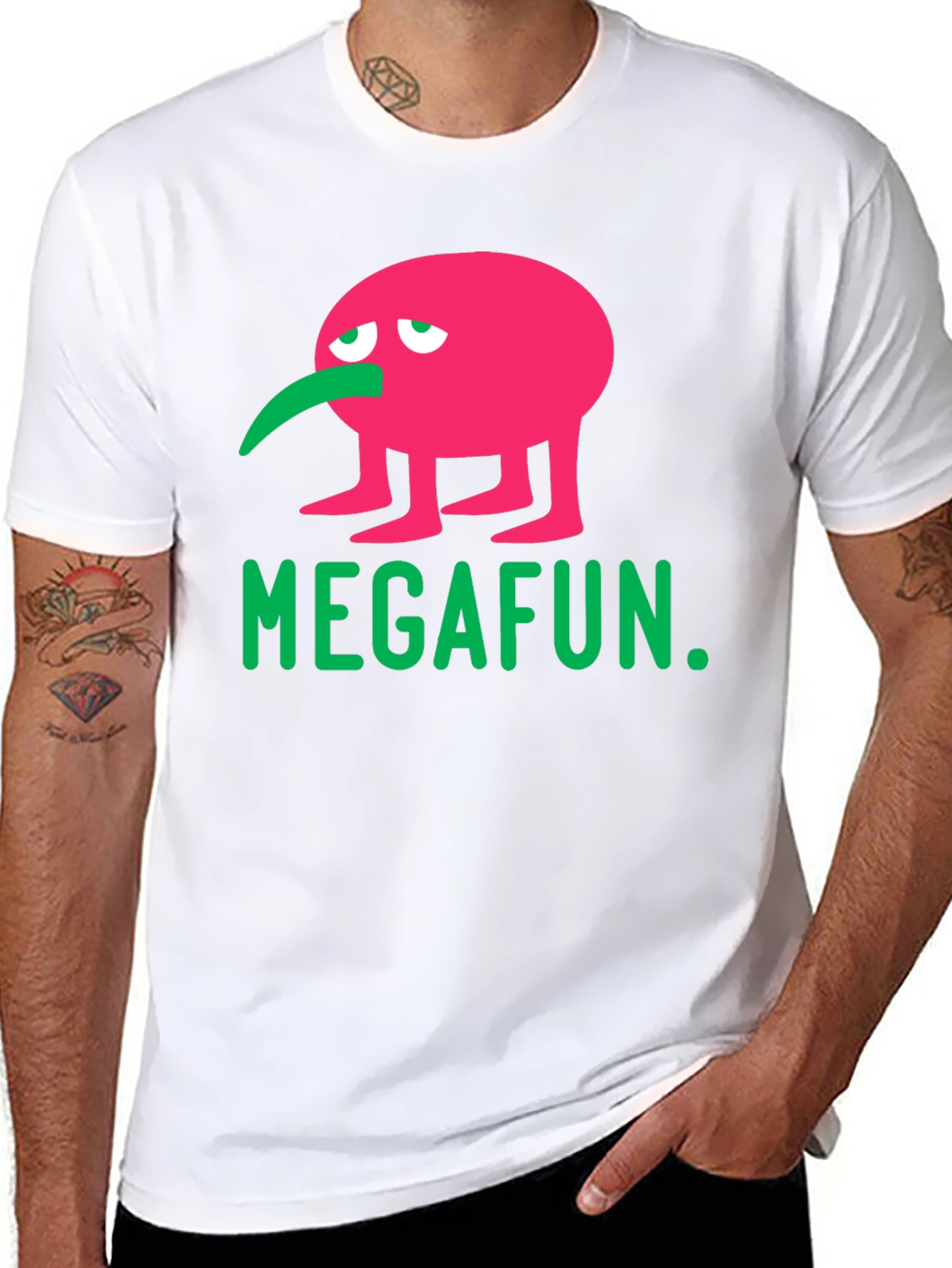 MEGAFUN Pink Character Graphic T-Shirt