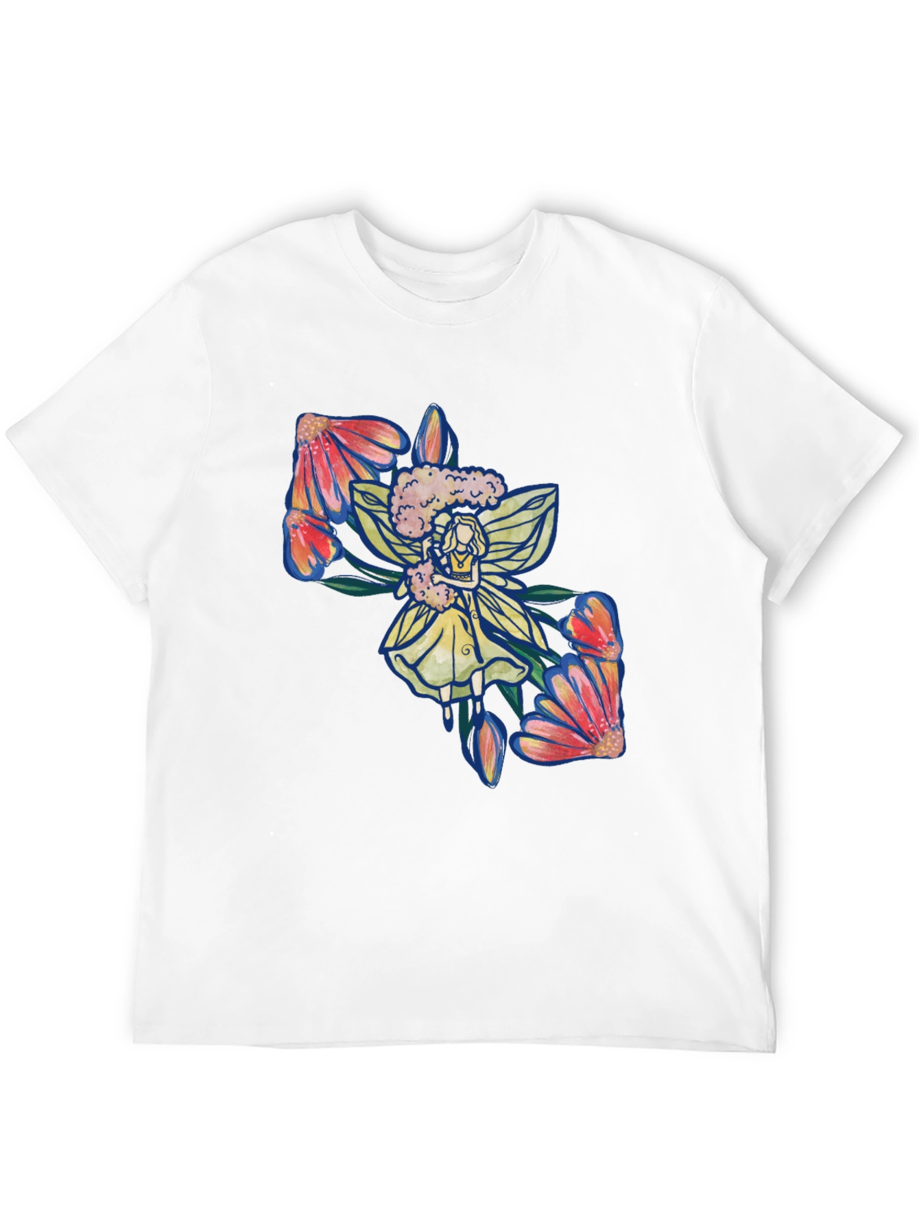 Floral Fairy Graphic Print Black T-Shirt