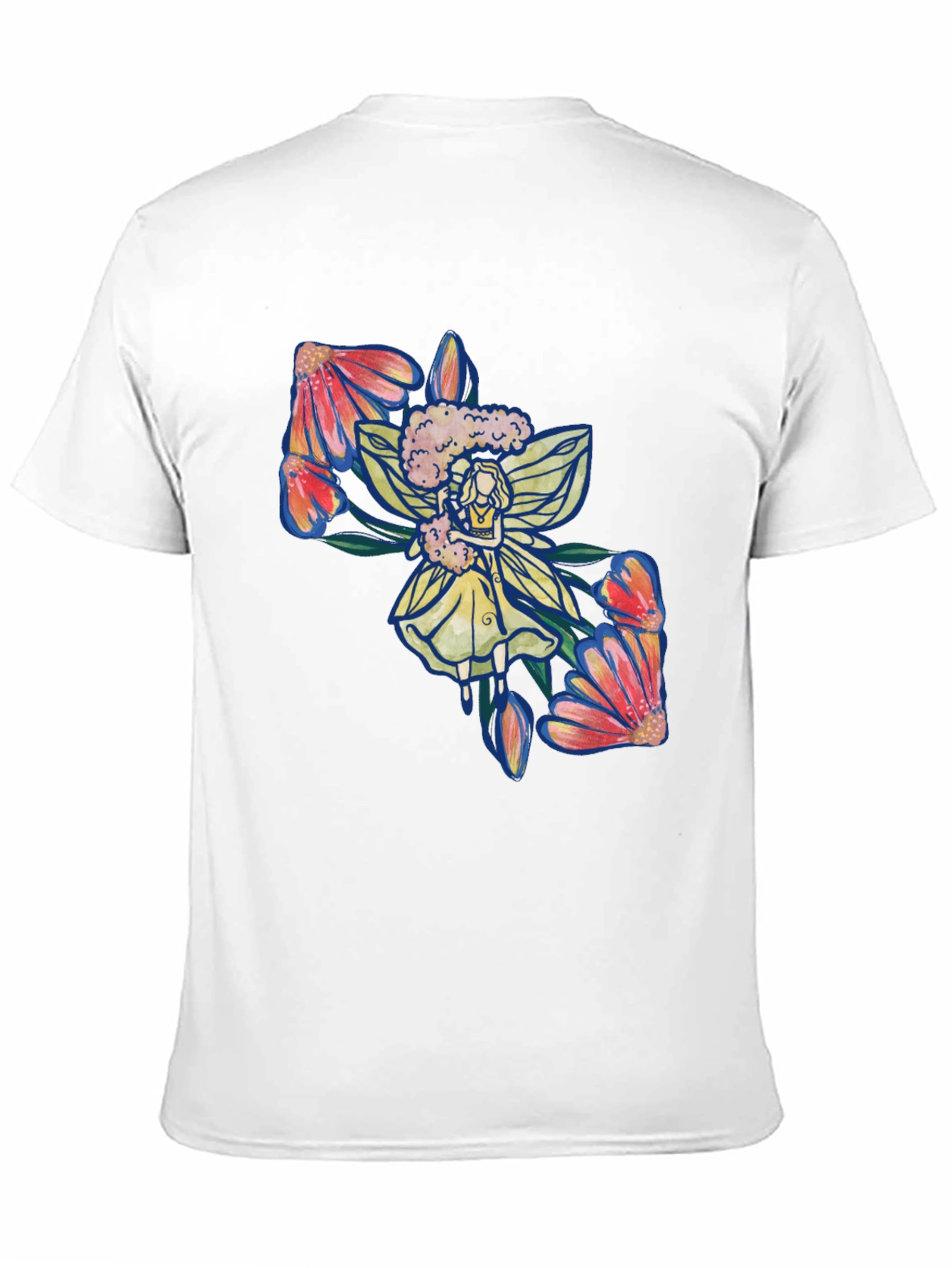 Floral Fairy Graphic Print Black T-Shirt