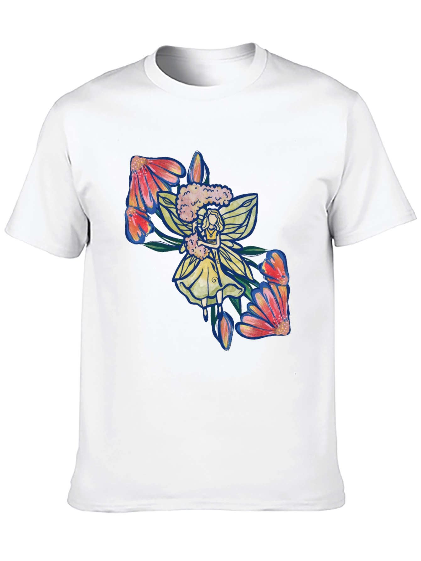 Floral Fairy Graphic Print Black T-Shirt
