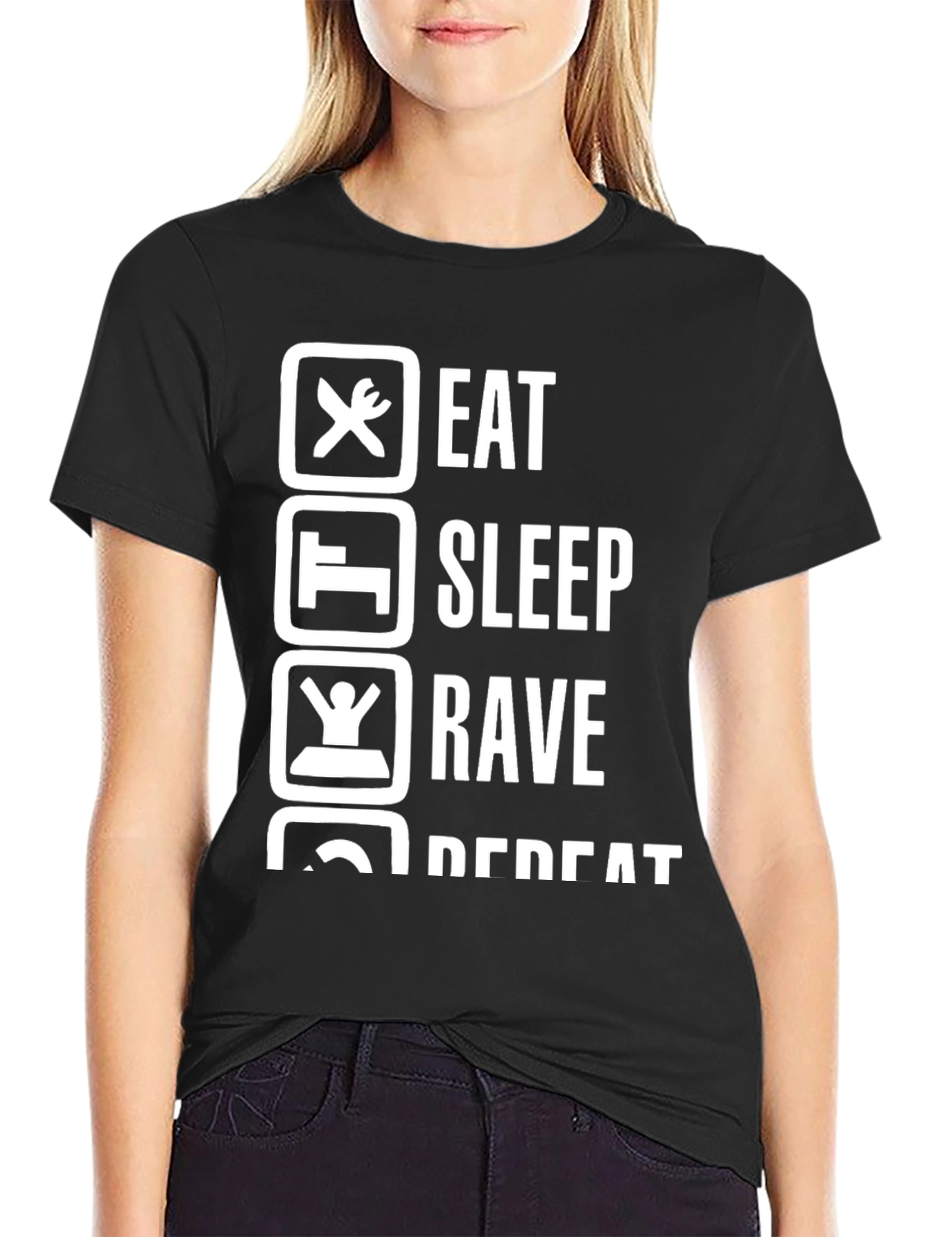 Eat Sleep Rave Repeat Graphic T-Shirt