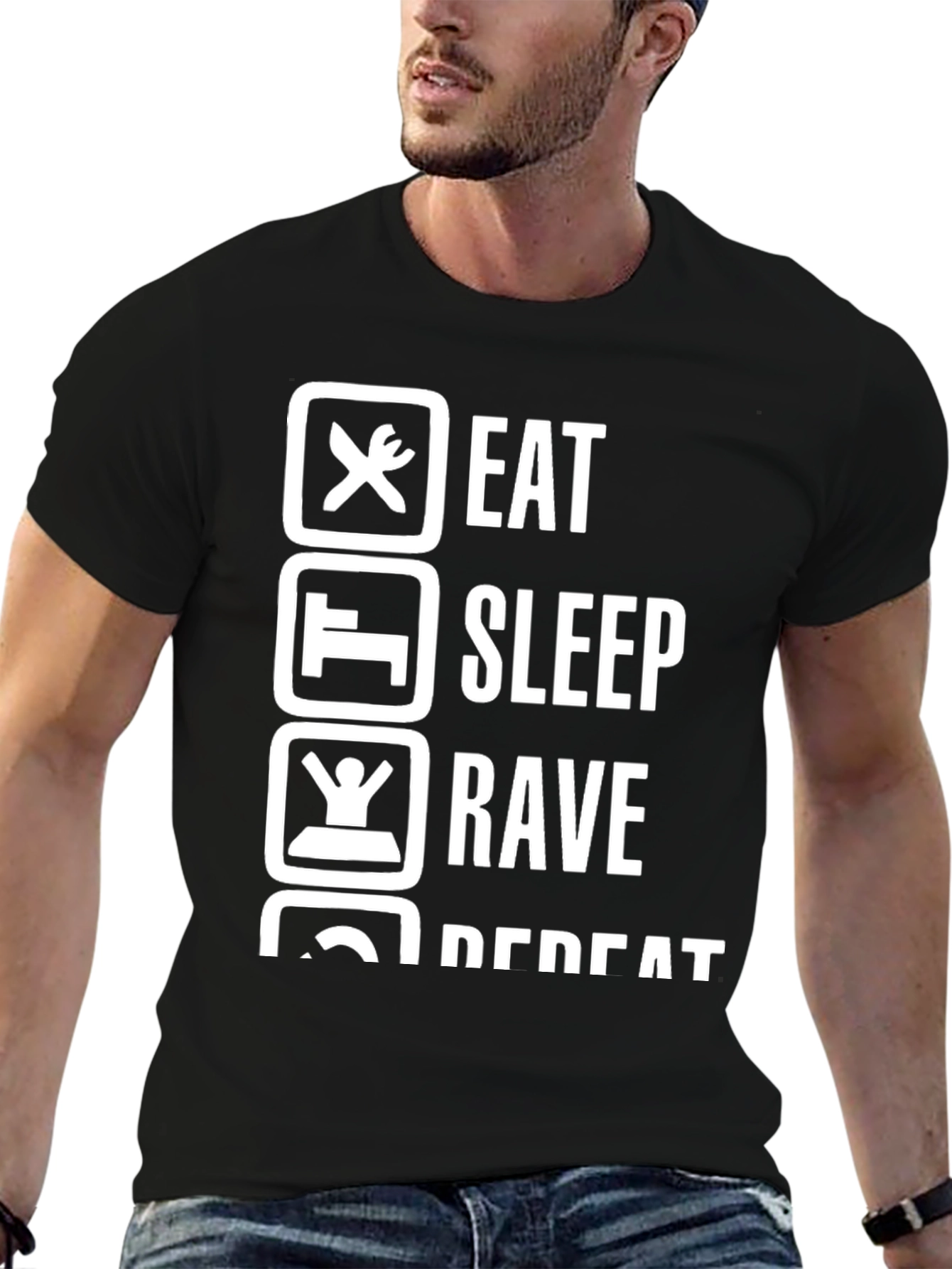 Eat Sleep Rave Repeat Graphic T-Shirt