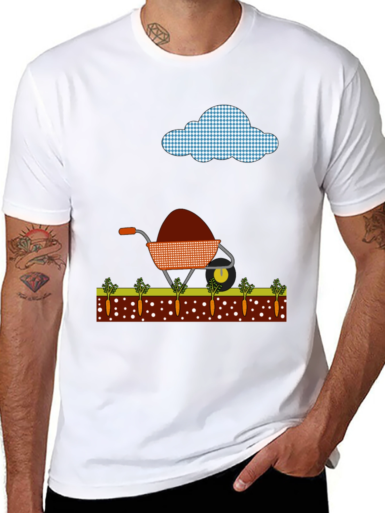 Gardening Fun Tee - Wheelbarrow & Carrot Design