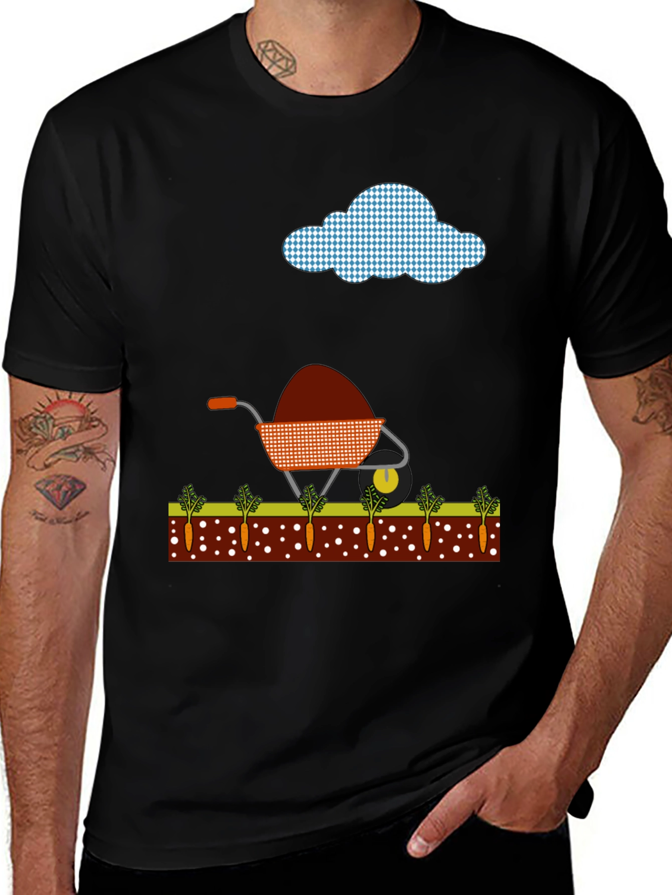 Gardening Fun Tee - Wheelbarrow & Carrot Design