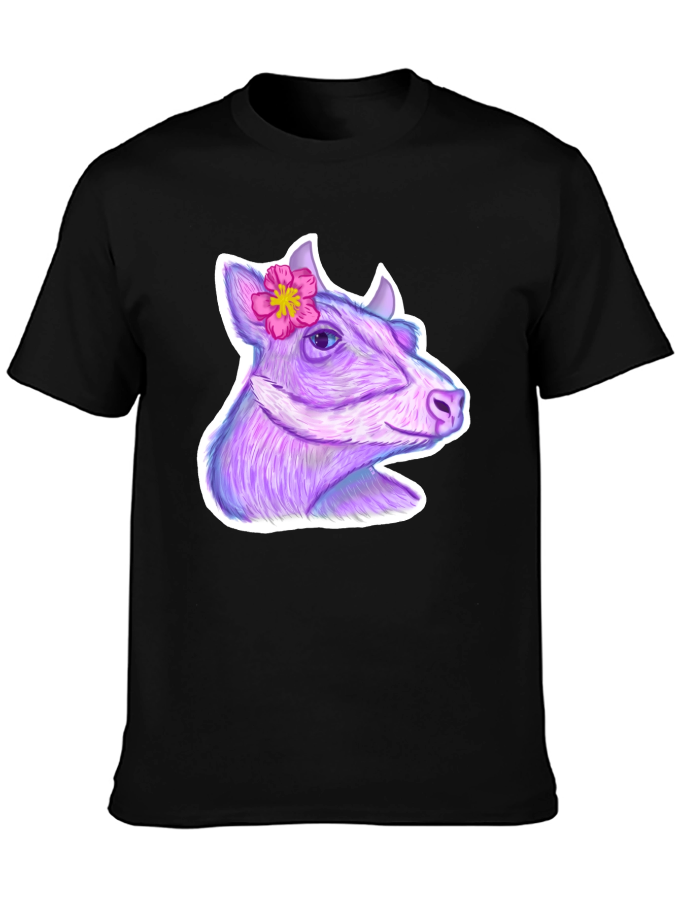 Cow with Flower Graphic Tee