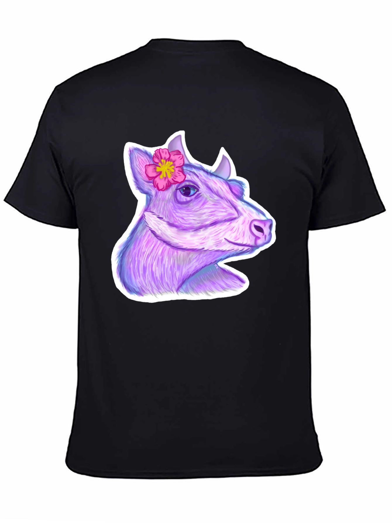 Cow with Flower Graphic Tee