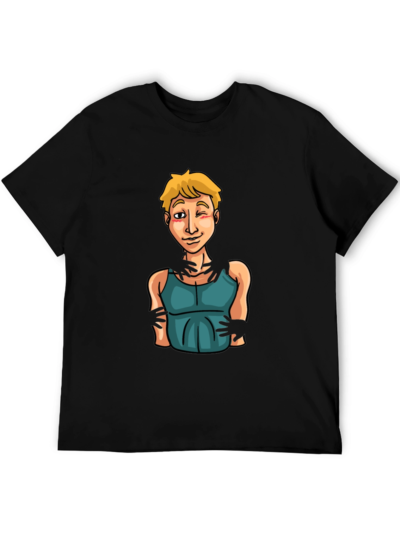 Cartoon Graphic Print Black T-Shirt