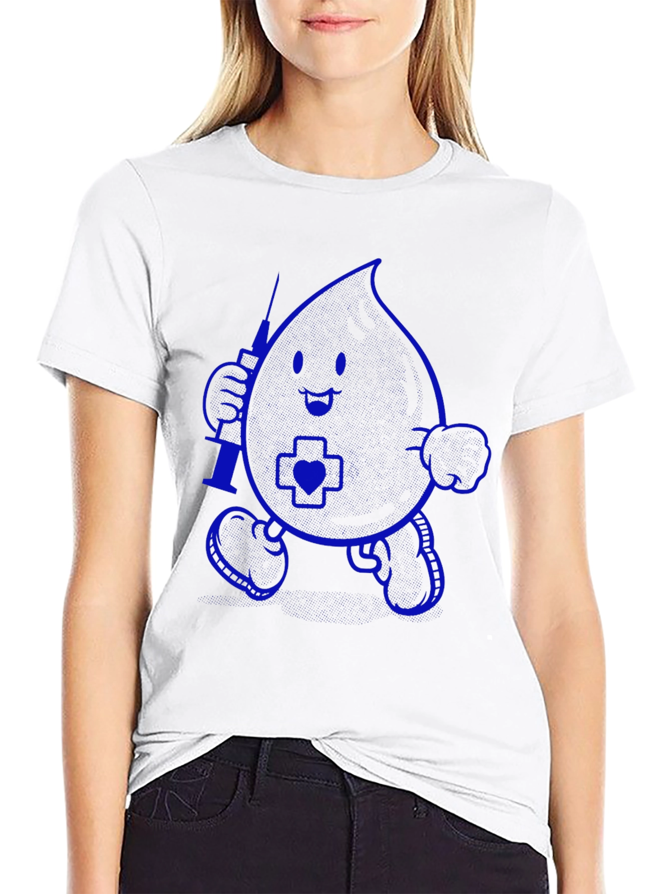 Cartoon Blood Drop Nurse T-Shirt