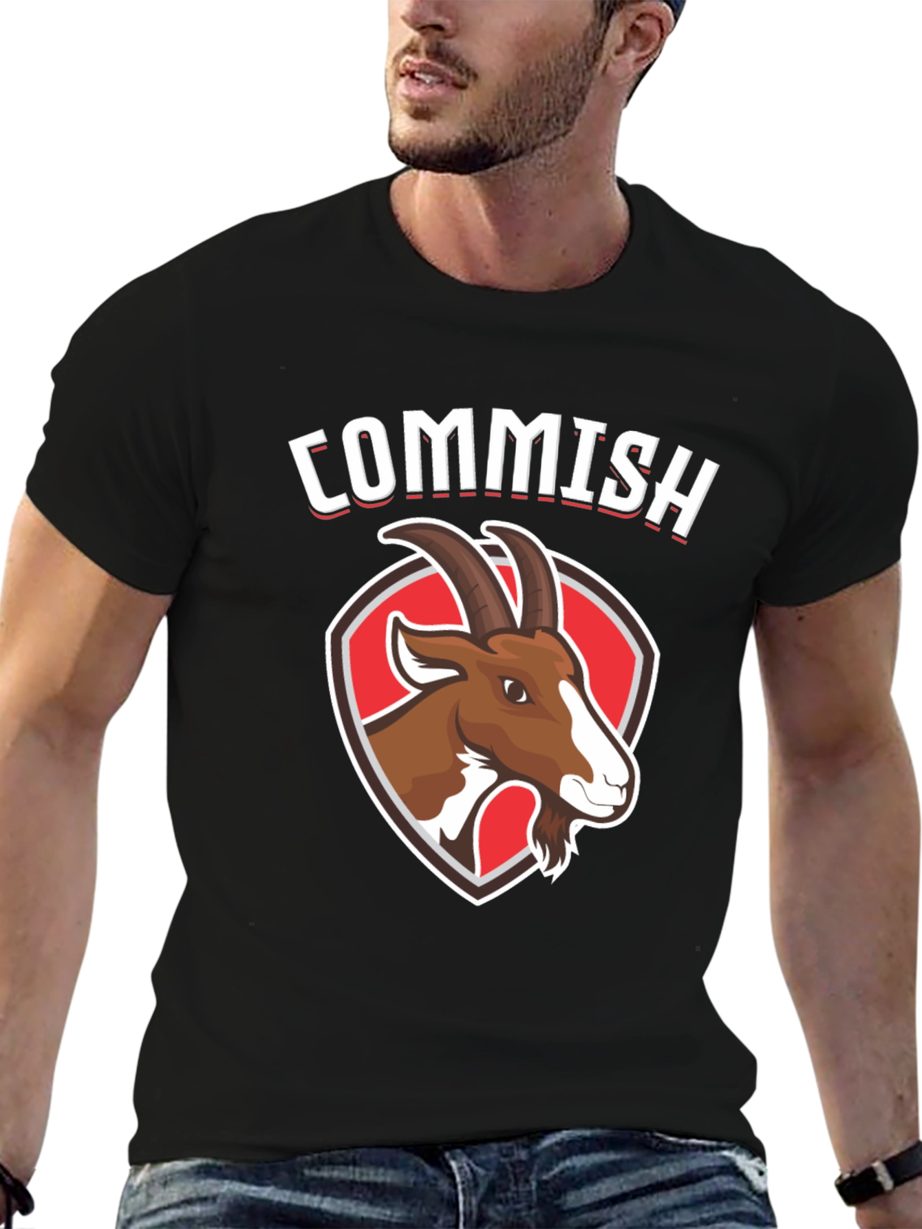Commish Goat Graphic Tee - Black Cotton T-Shirt
