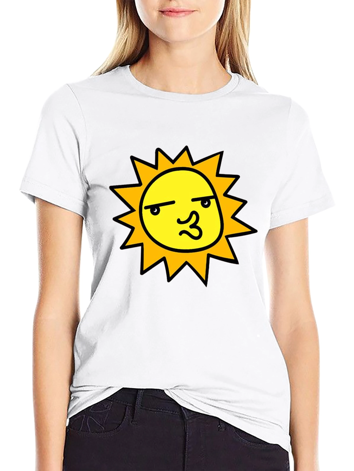 Funny Sun Graphic Black T-Shirt