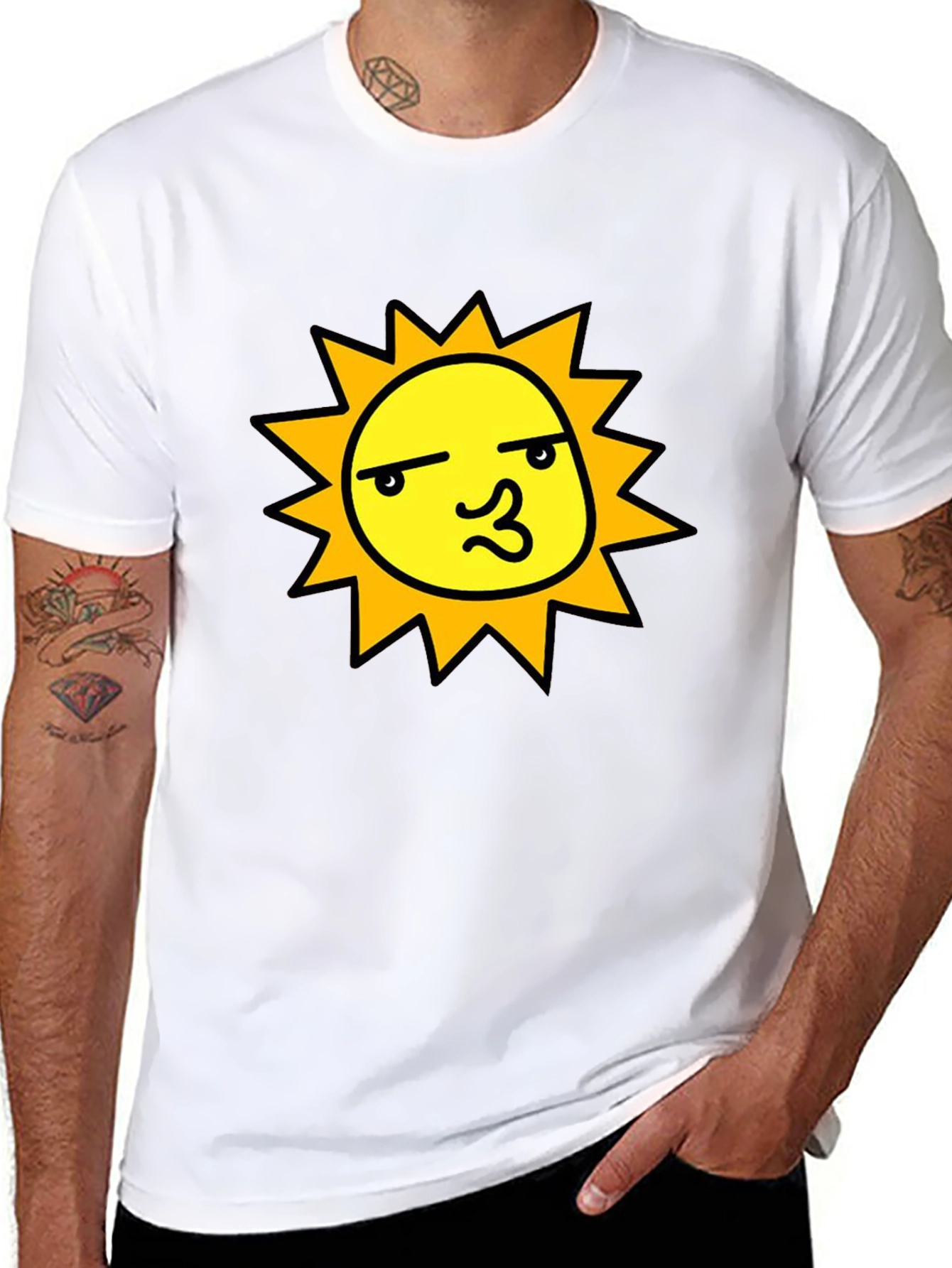 Funny Sun Graphic Black T-Shirt