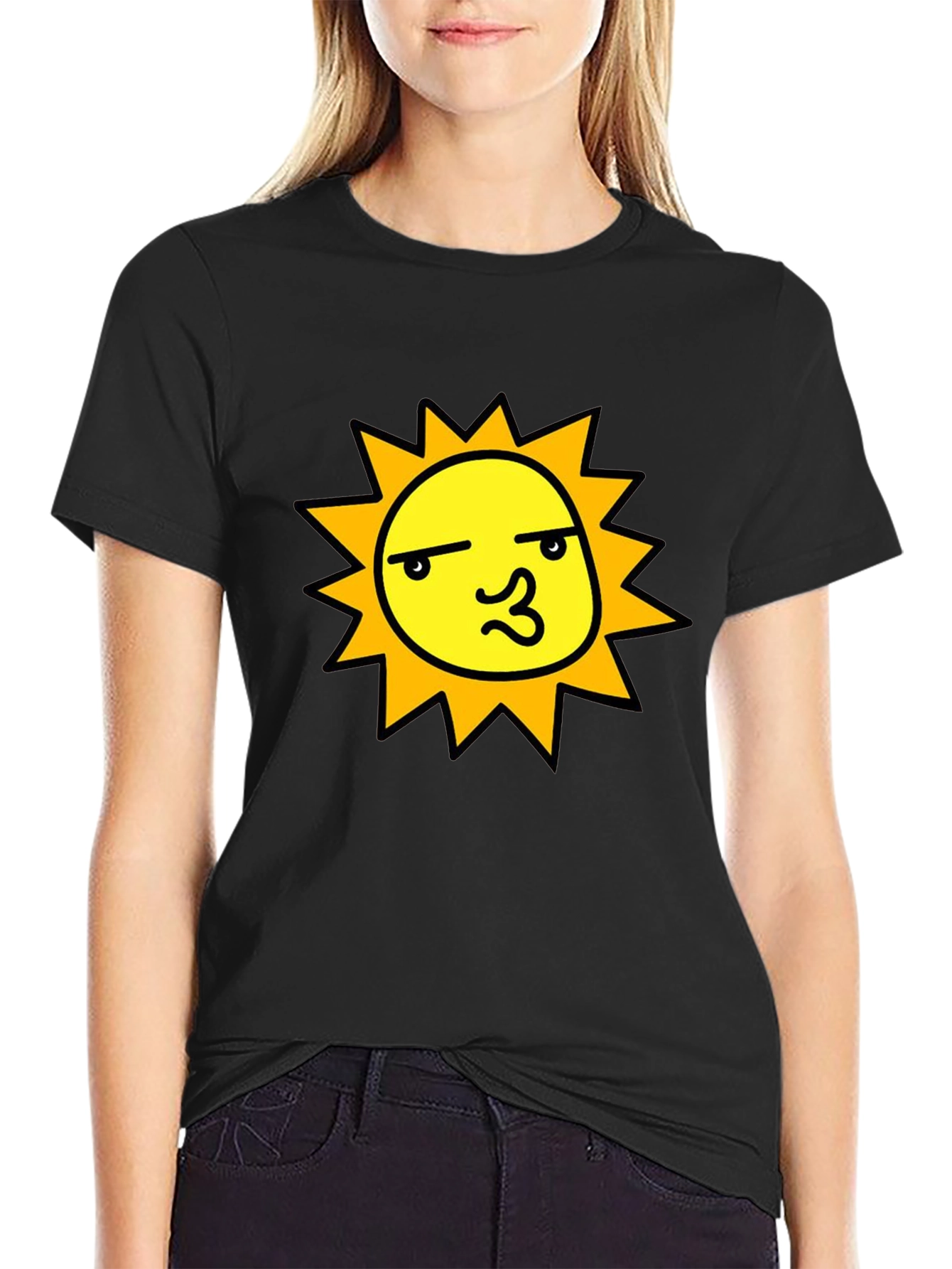 Funny Sun Graphic Black T-Shirt