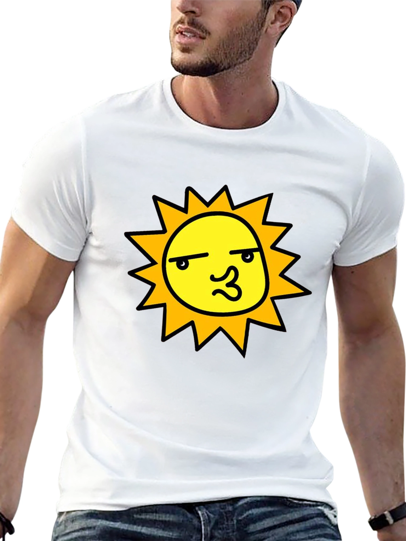 Funny Sun Graphic Black T-Shirt
