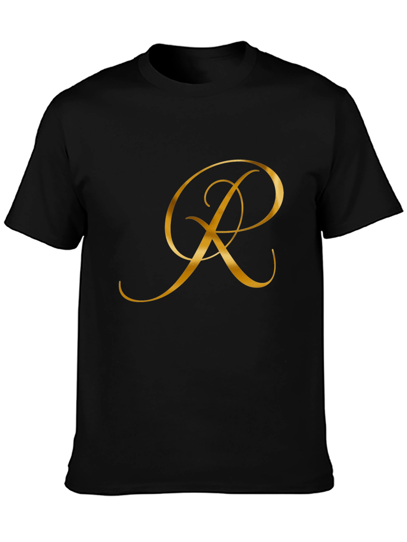 Elegant Initial R Black T-Shirt