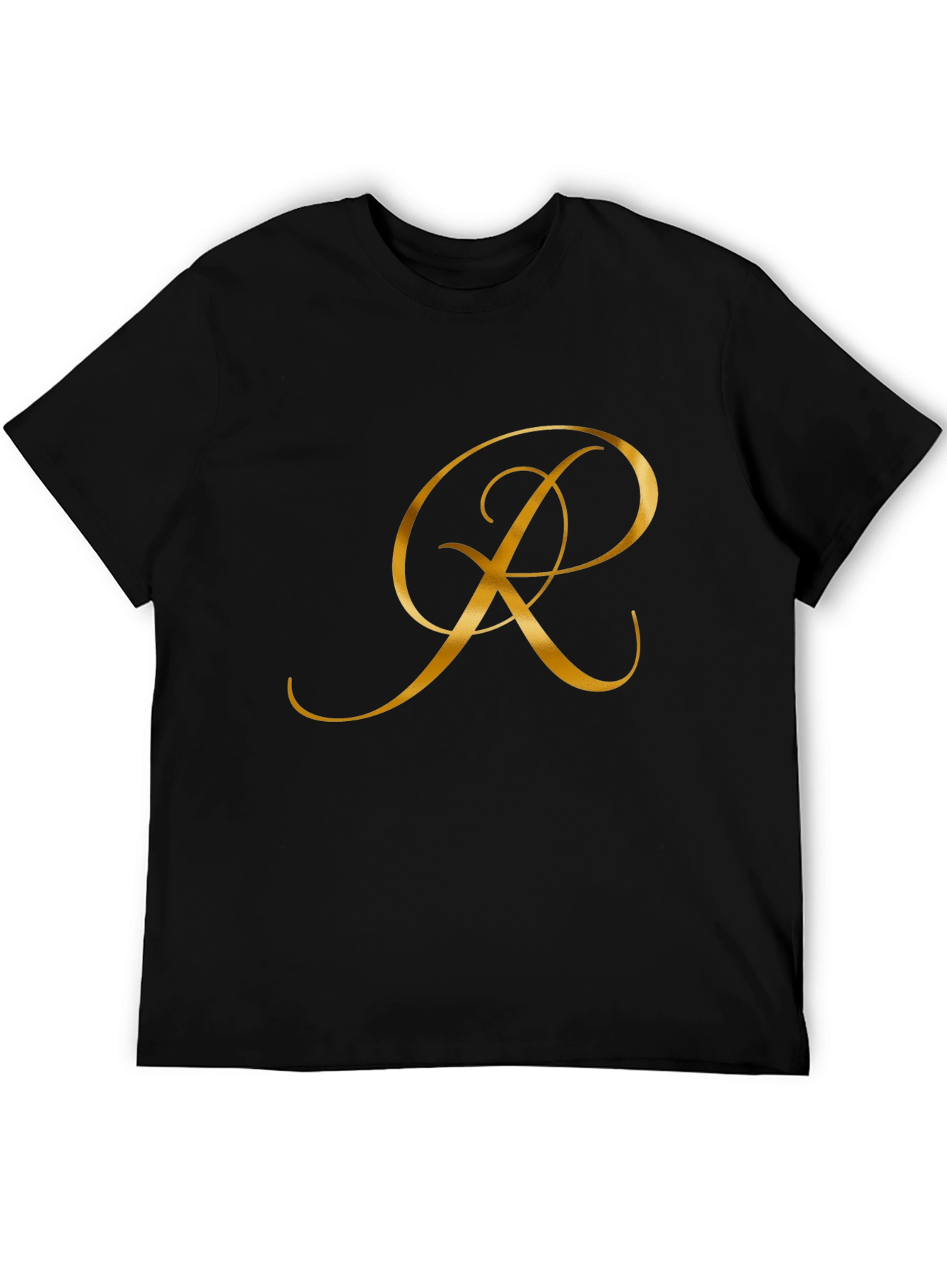 Elegant Initial R Black T-Shirt