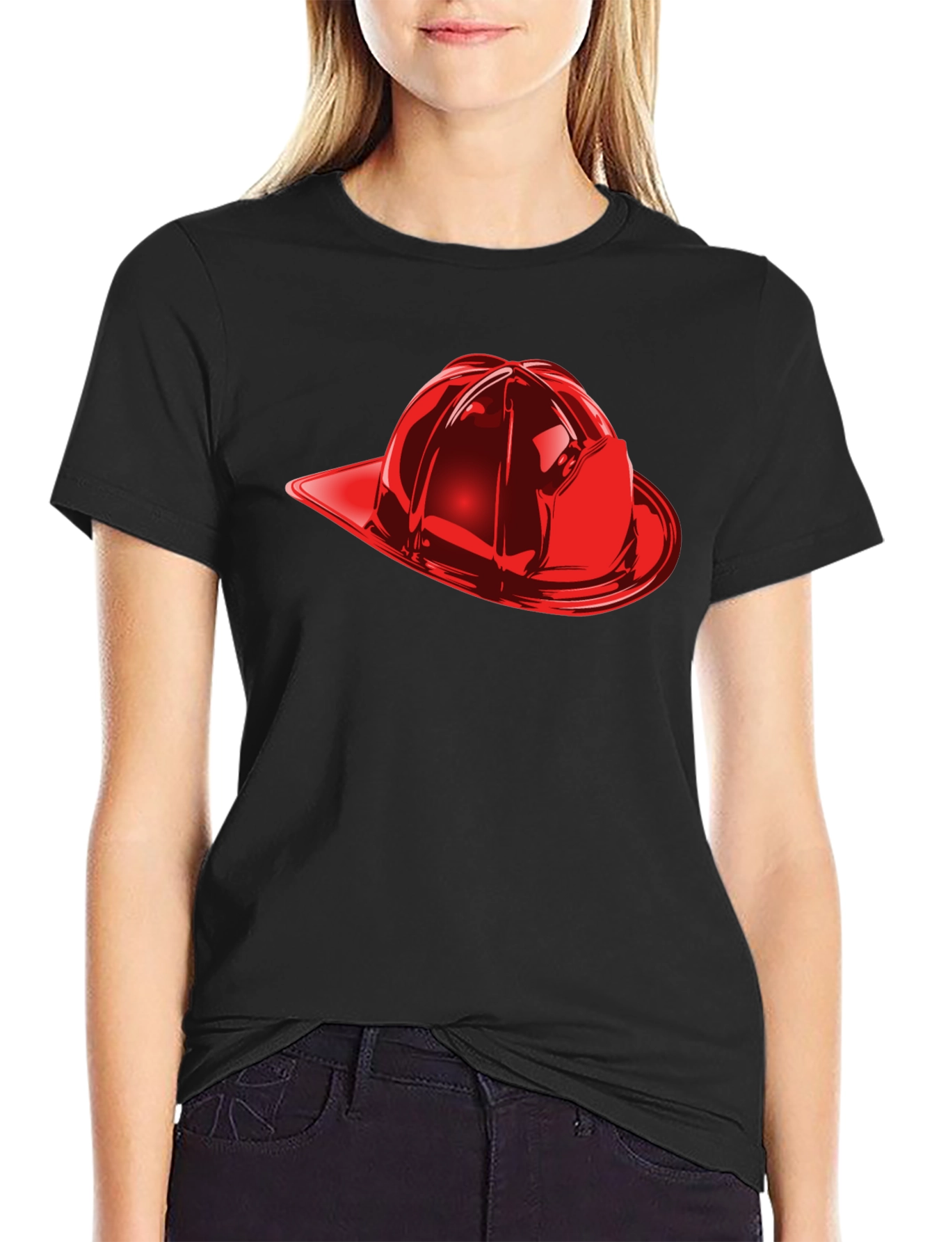 Firefighter Helmet Graphic Tee - Black