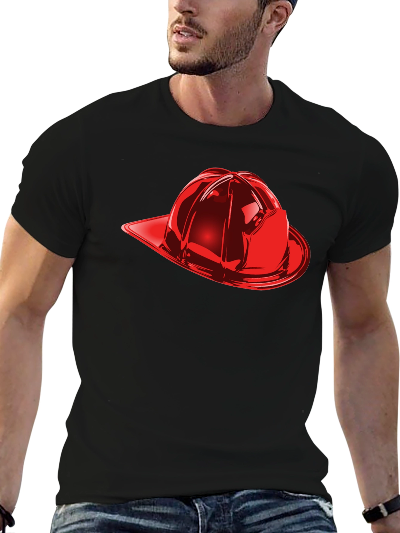 Firefighter Helmet Graphic Tee - Black